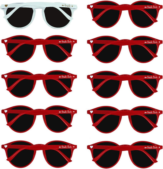 LADY&HOME Bachelorette Party Cat Eye Sunglasses - Bridesmaid & Bridal Shower Supplies, 10pcs Round Weddings Sunglasses