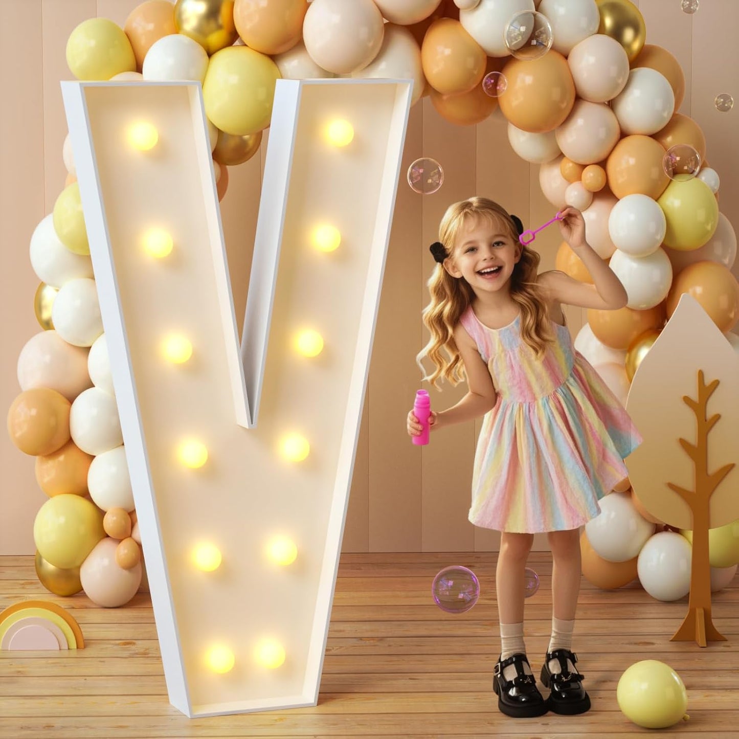 imprsv Marquee Light Up Letters, 4FT Mosaic Letters with Light for Baby Shower Graduation Party Decor, Large V for Engagement Wedding Party Decorations (Need to Assemble)