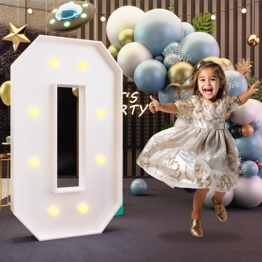 imprsv 3FT Marquee Numbers, Light Up Numbers for 30th 50th Birthday Decorations Anniversary Party Decor, Number 0 Light Up Number, Pre-Cut Foam Board Kit