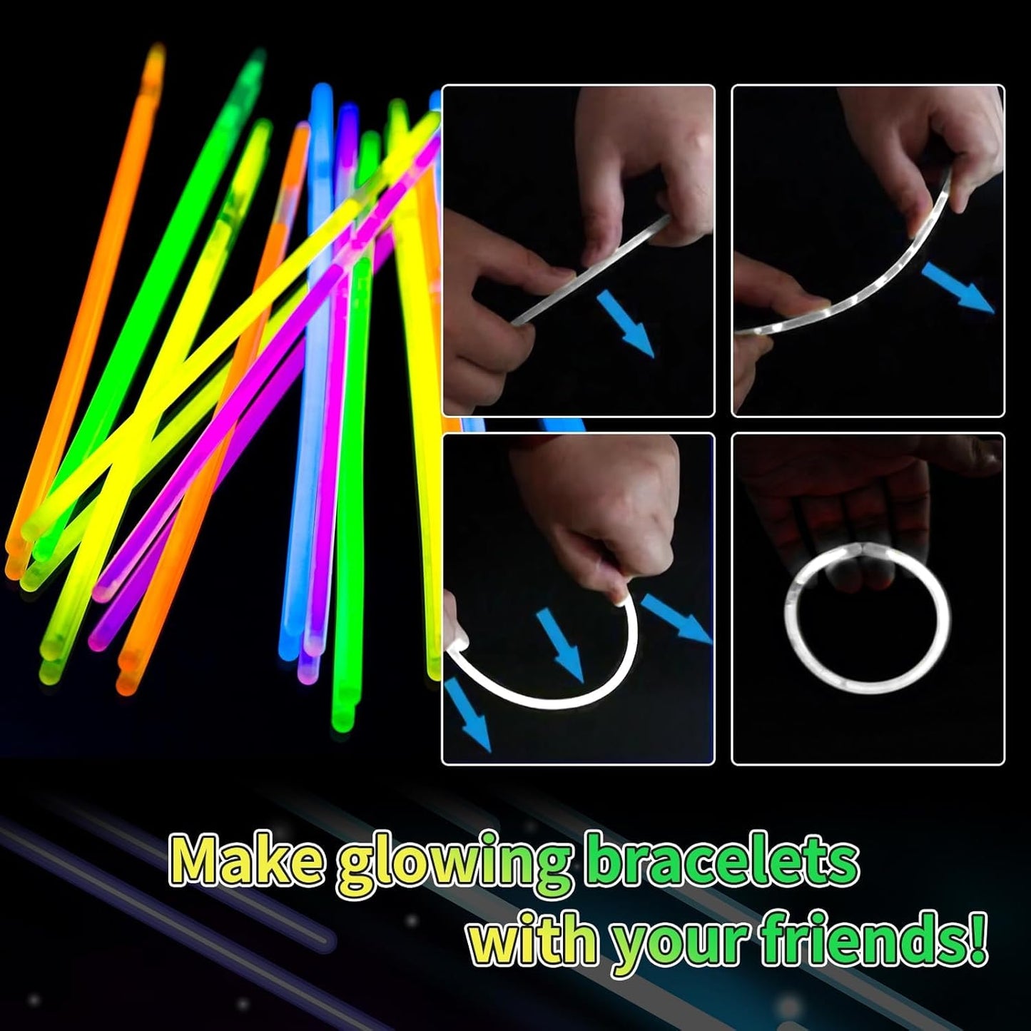60 Pack 8” White Glow Sticks Bulk with 60 Connectors Neon Glow In The Dark Party favors Supplies for Holiday Birthday Party Decoration (White)