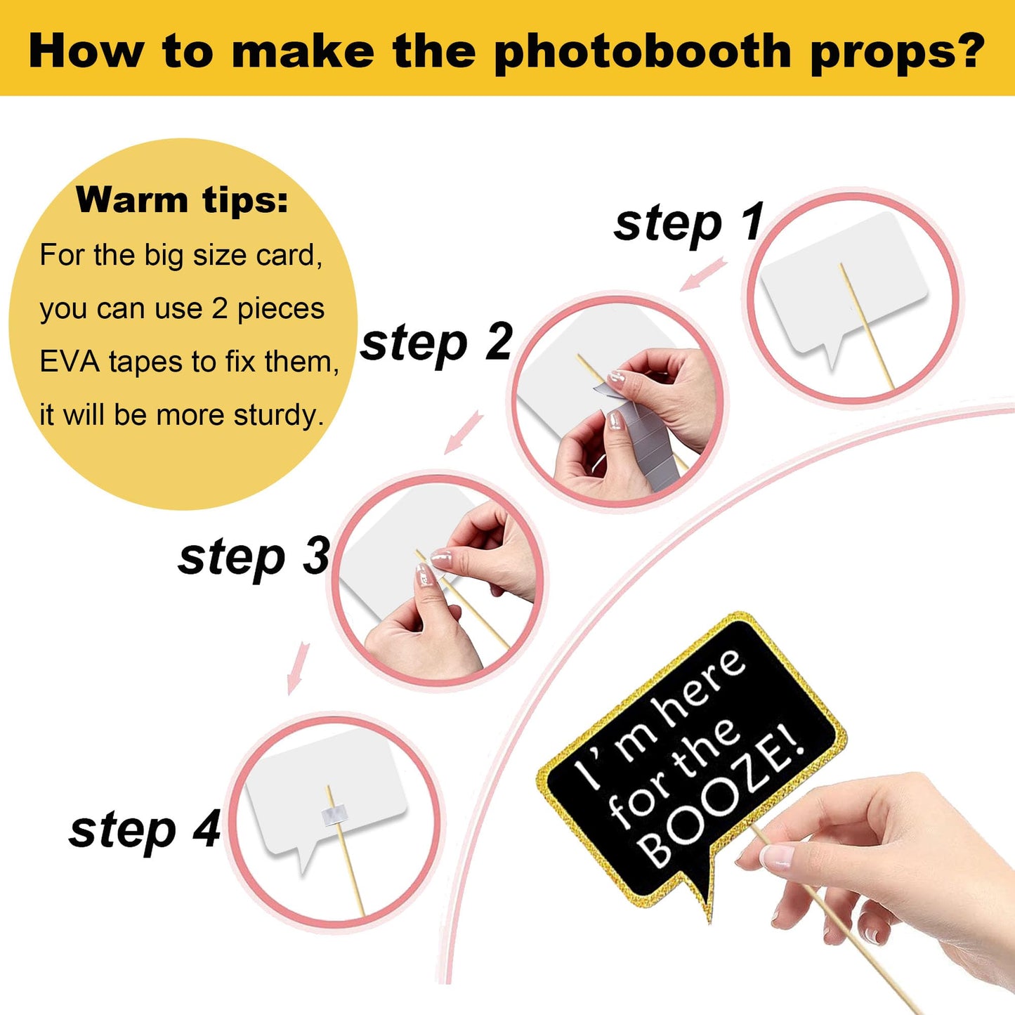 52 Pcs Wedding Photo Booth Props Kit, DIY Funny Bridal Shower Photo Props for Engagement Party