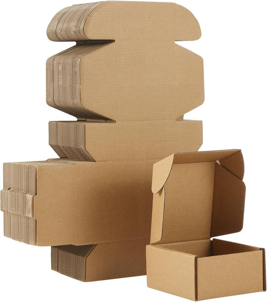 Qilery 60 Pcs Shipping Boxes Cardboard Gift Corrugated Cardboard Brown Boxes Mailer Packaging for Mailing Small Business Present (4x 4 x 2 Inch)