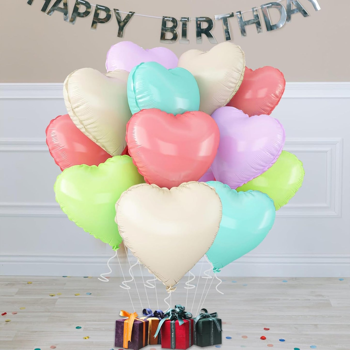 5 Colors Heart Balloons,18inch Heart Shaped Foil Balloons & Helium Mylar Balloon for Anniversary Wedding Engagement Birthday Party Baby Shower Valentines Day Decorations(12Pcs)