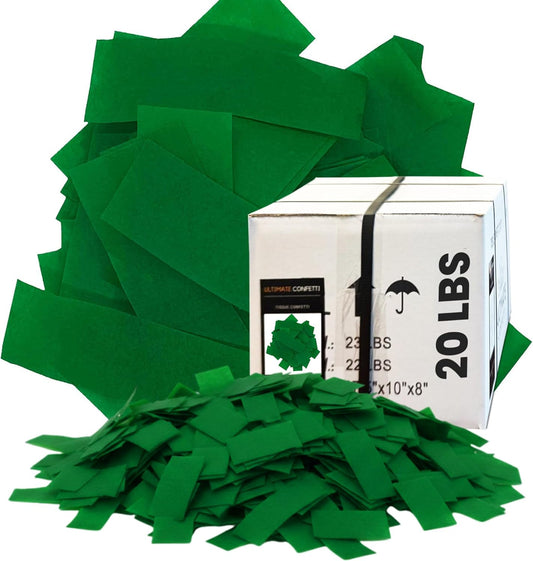 Dark Green Biodegradable Confetti - Rectangular Flame-Resistant Tissue Paper Confetti for Cannon and Launcher use – Best for Gender Reveal, Parties, and Concerts - 20 lb, 320 oz