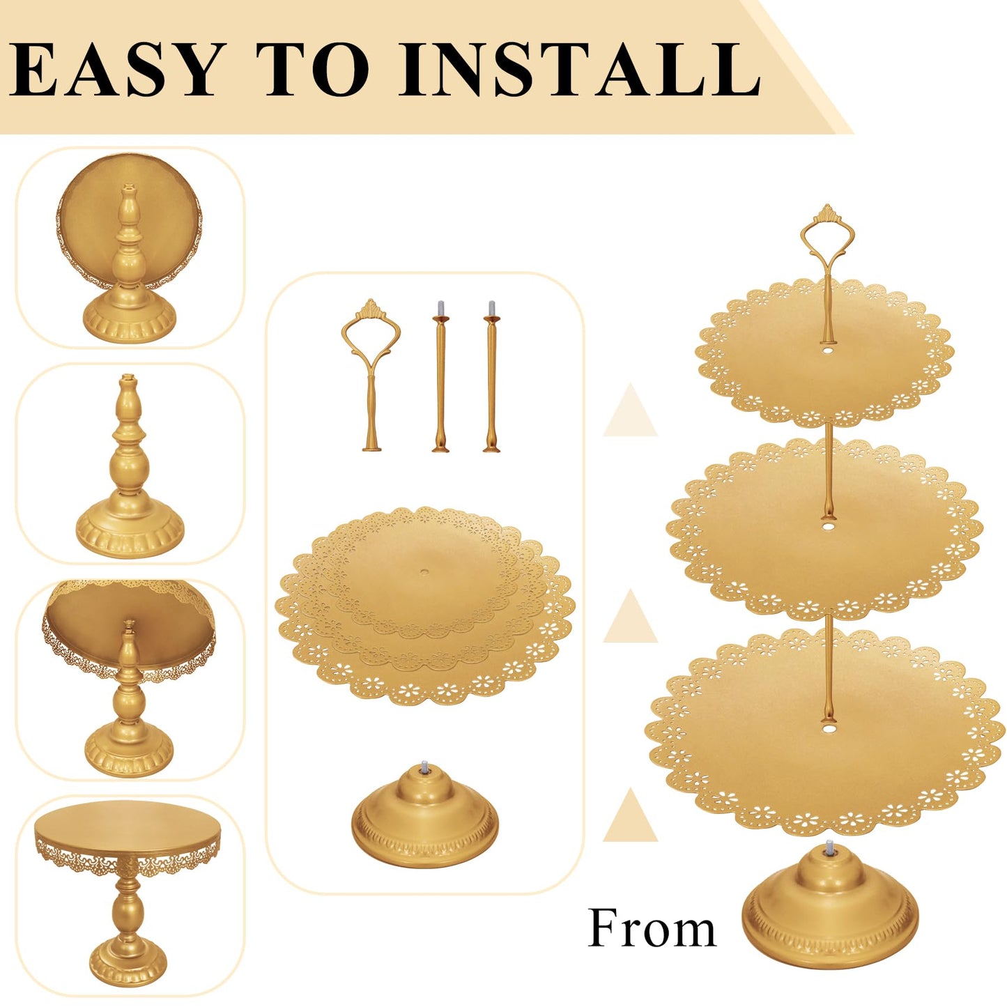 JALANCY Set of 9 Cake Stands Metal Cupcake Stand Set Multiple Styles Candy Fruit Display Tower