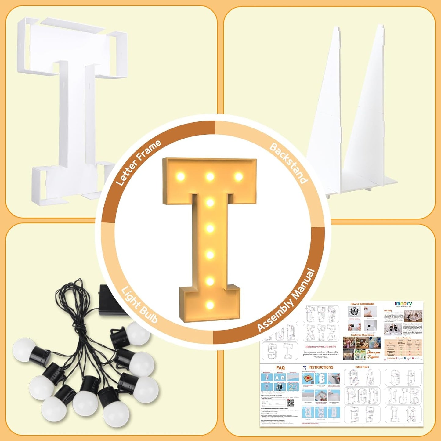 imprsv Marquee Light Up Letters, 3FT T for Birthday, Baby Shower, Wedding Decorations, Large Marquee Letters for Party Decorations