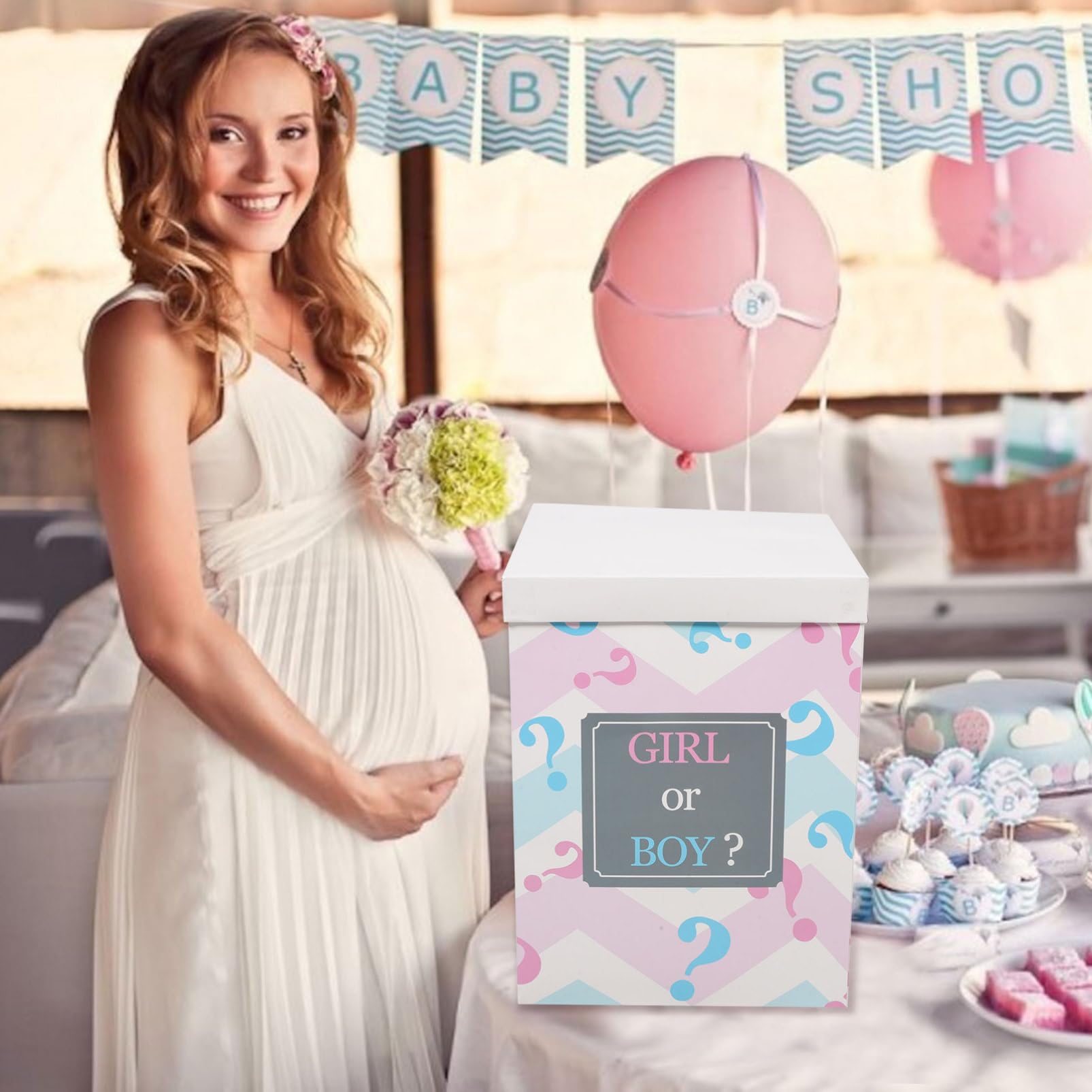 NUOBESTY Gender Reveal Balloon Box Baby Shower Girl or Boy Balloon Paper Box Surprise Gender Reveal