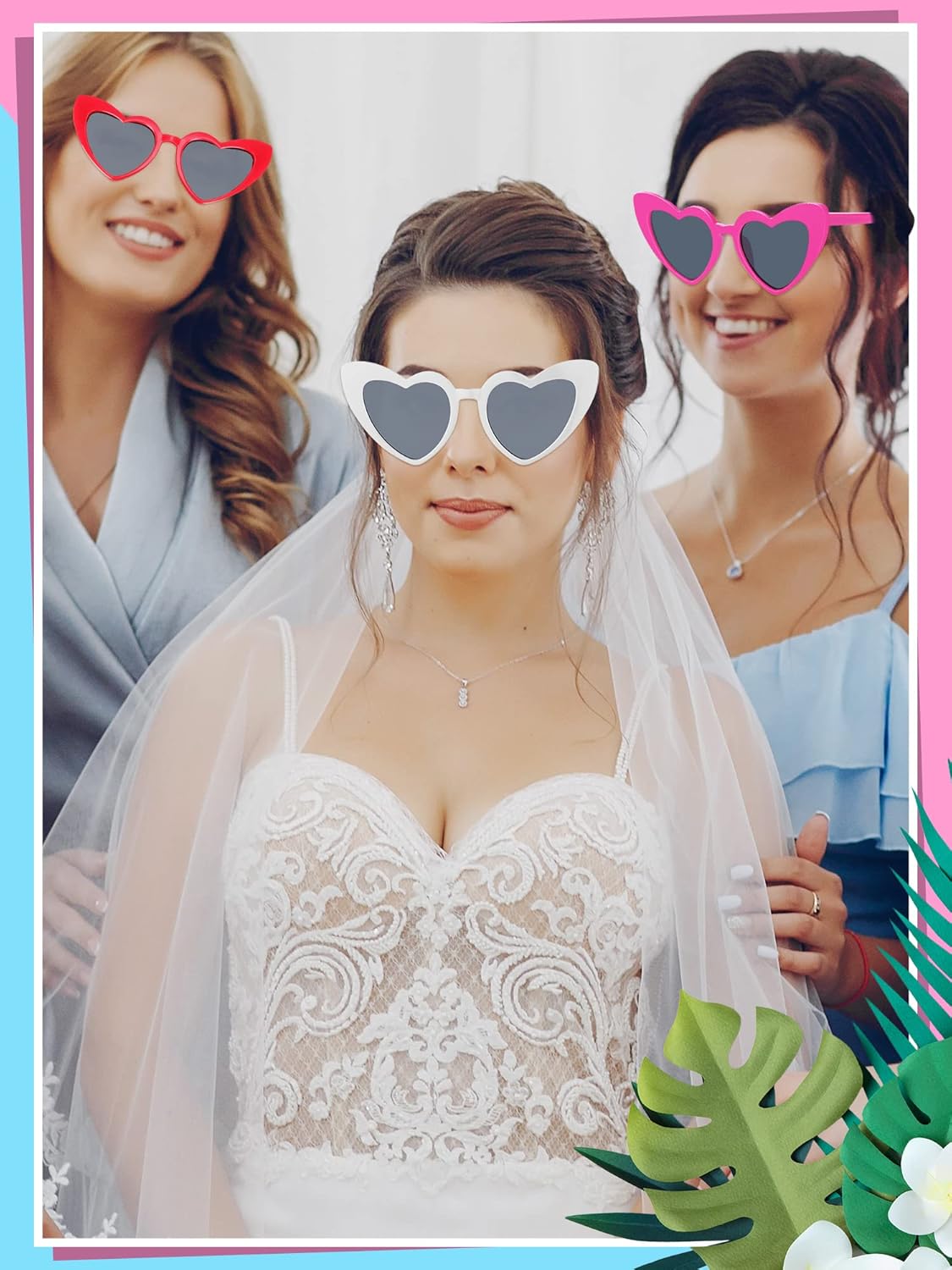 Flutesan 12 Pack Bachelorette Sunglasses Bride Bridesmaid Heart Shaped Sunglasses Women Eyeglasses for Party