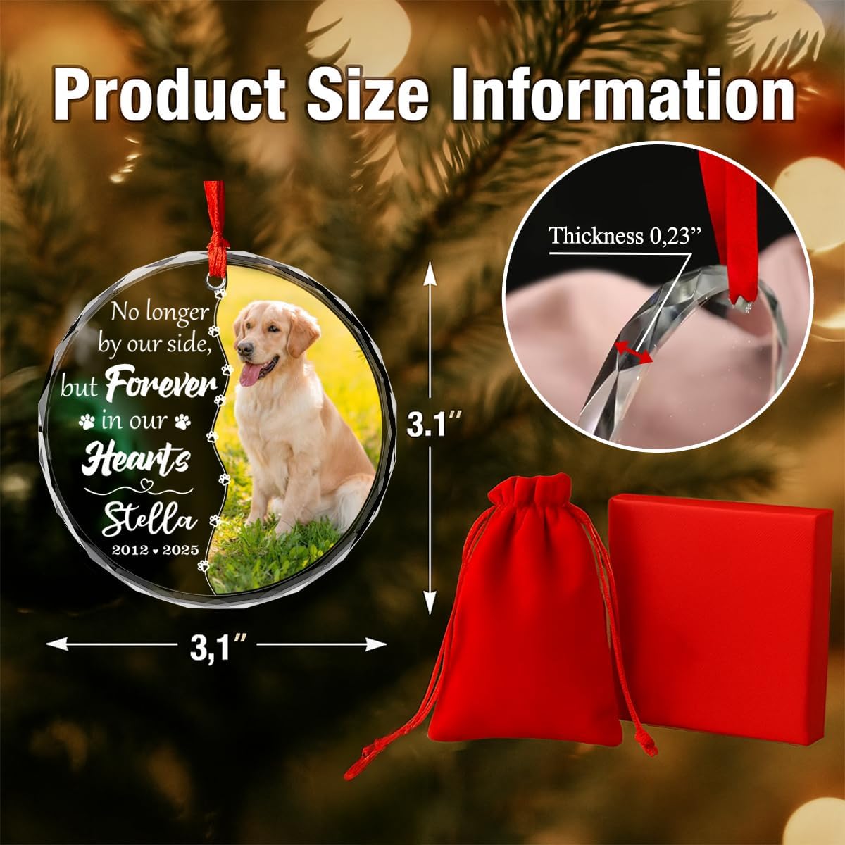 Personalized Dog Memorial Glass Ornaments, Pet Sympathy Gifts, Pet Remembrance Ornaments, Loss of Puppy Remembrance, Passing Away Gift, Dogs Lover Sympathy Gift 2025 (P2)