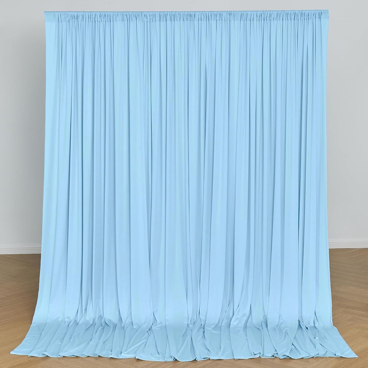 20 x 10ft Wrinkle Free Dusty Blue Backdrop Curtains for Parties Weddings, Thick Silky Polyester Fabric Backdrop Drapes, 4 Panels 5X 10 ft Photo Background Cloth for Birthday Gender Reveal Photography