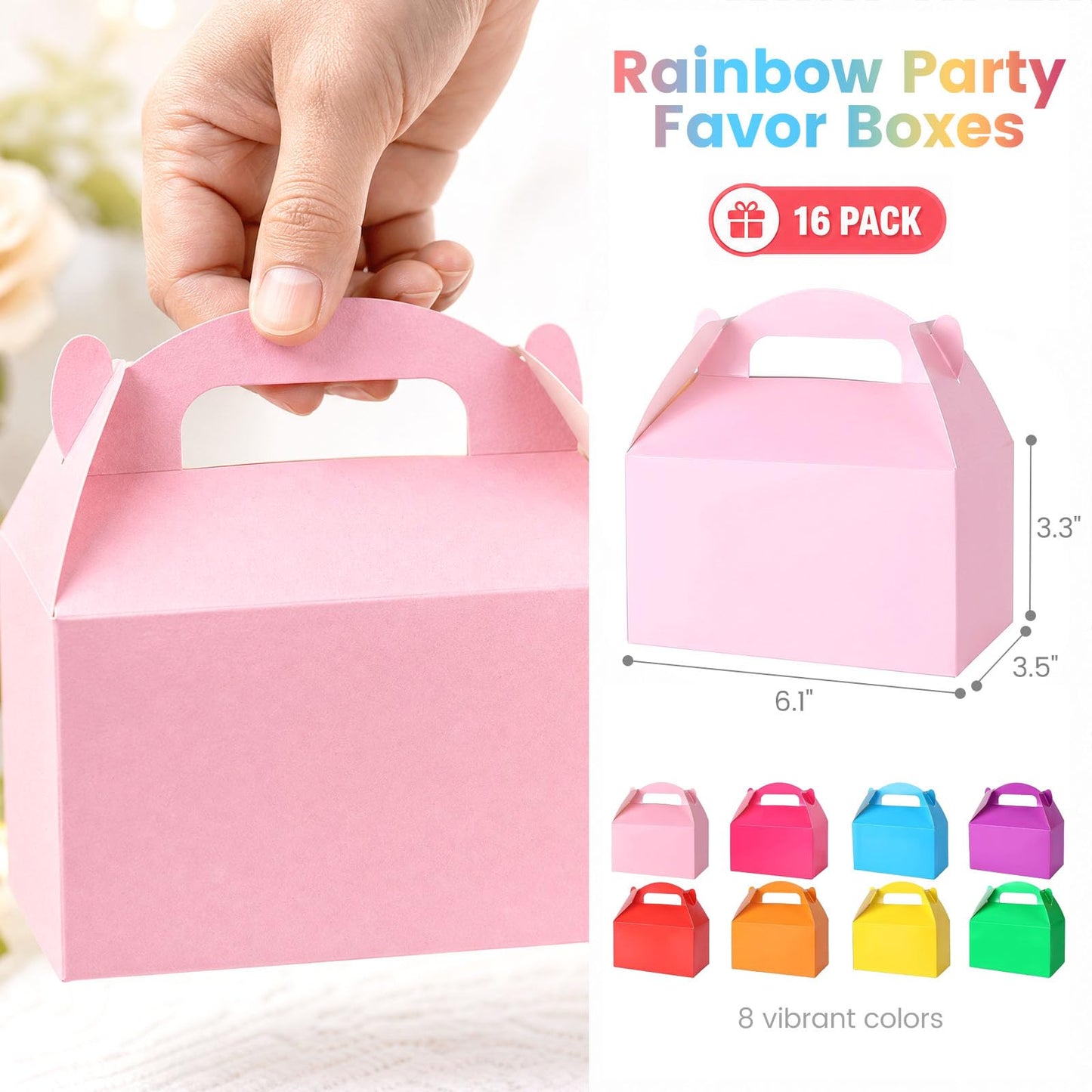 VGOODALL Gable Treat Boxes 16 Pack, 8 Assorted Colors