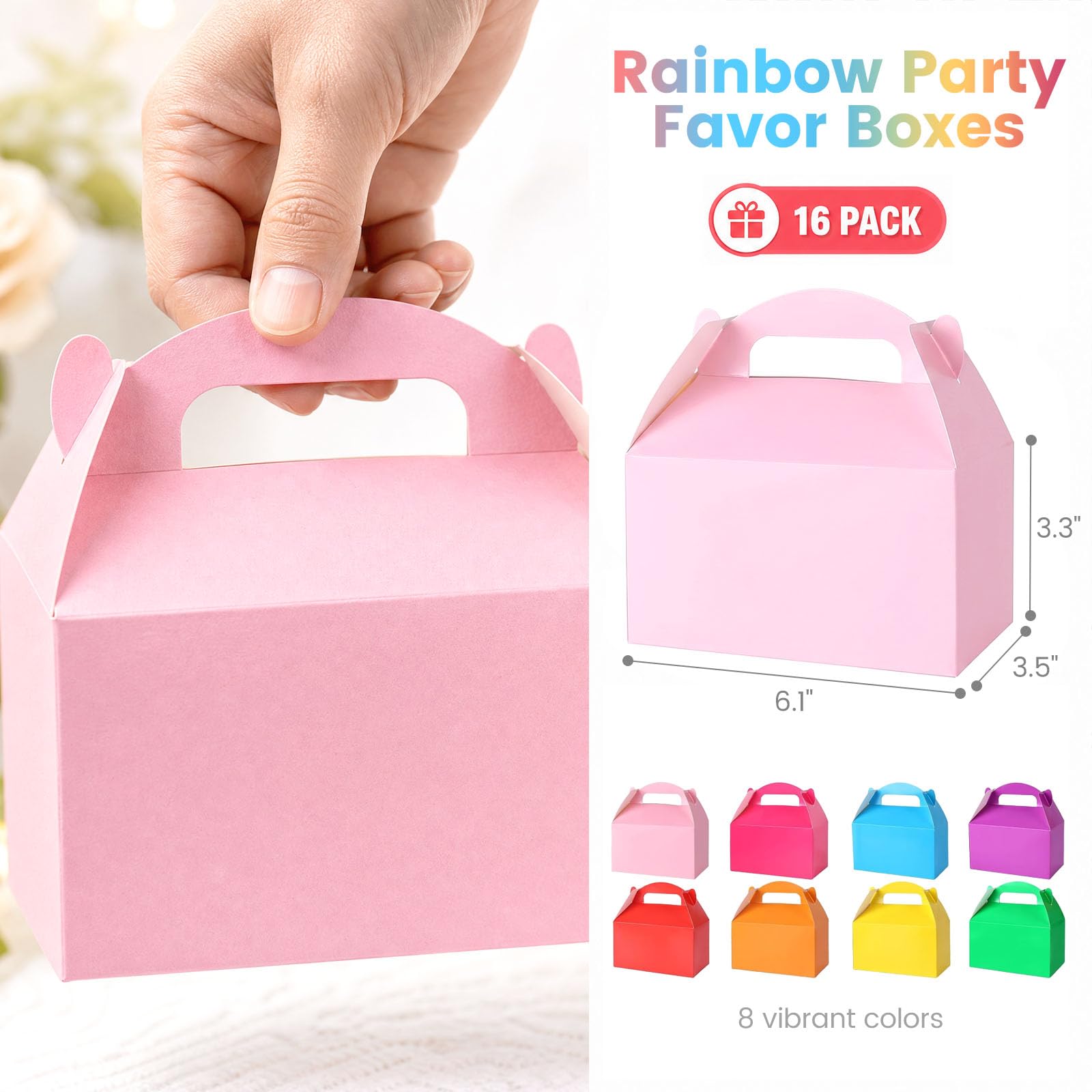 VGOODALL Gable Treat Boxes 16 Pack, 8 Assorted Colors