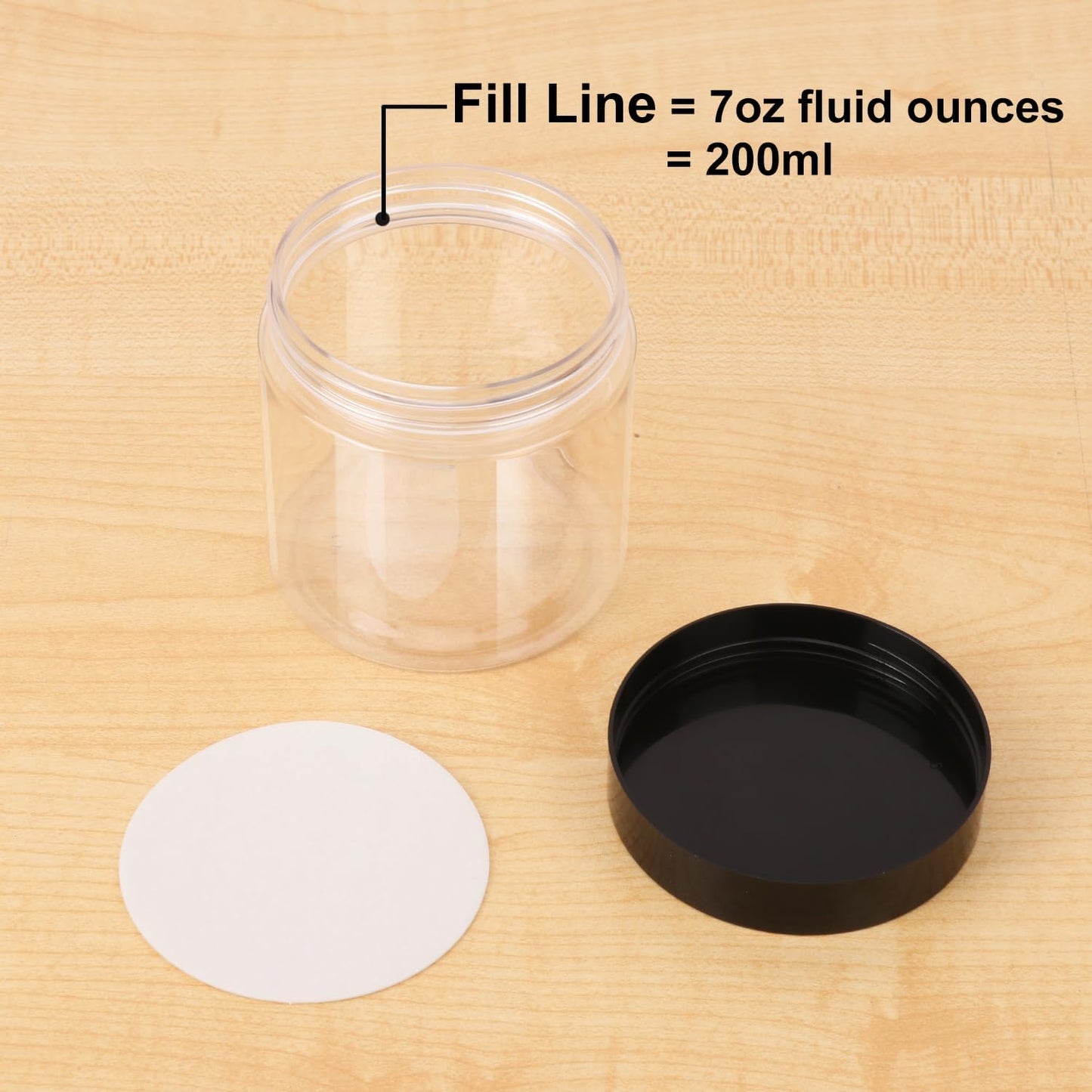 48 Packs 6 OZ Transparent Plastic Jars with black Lids, Body Butter Containers, Cosmetic Containers jars for Kitchen Ingredients, beads, sequins, Lotion, Cream, DIY Crafts and More by KUKLIPJIM.