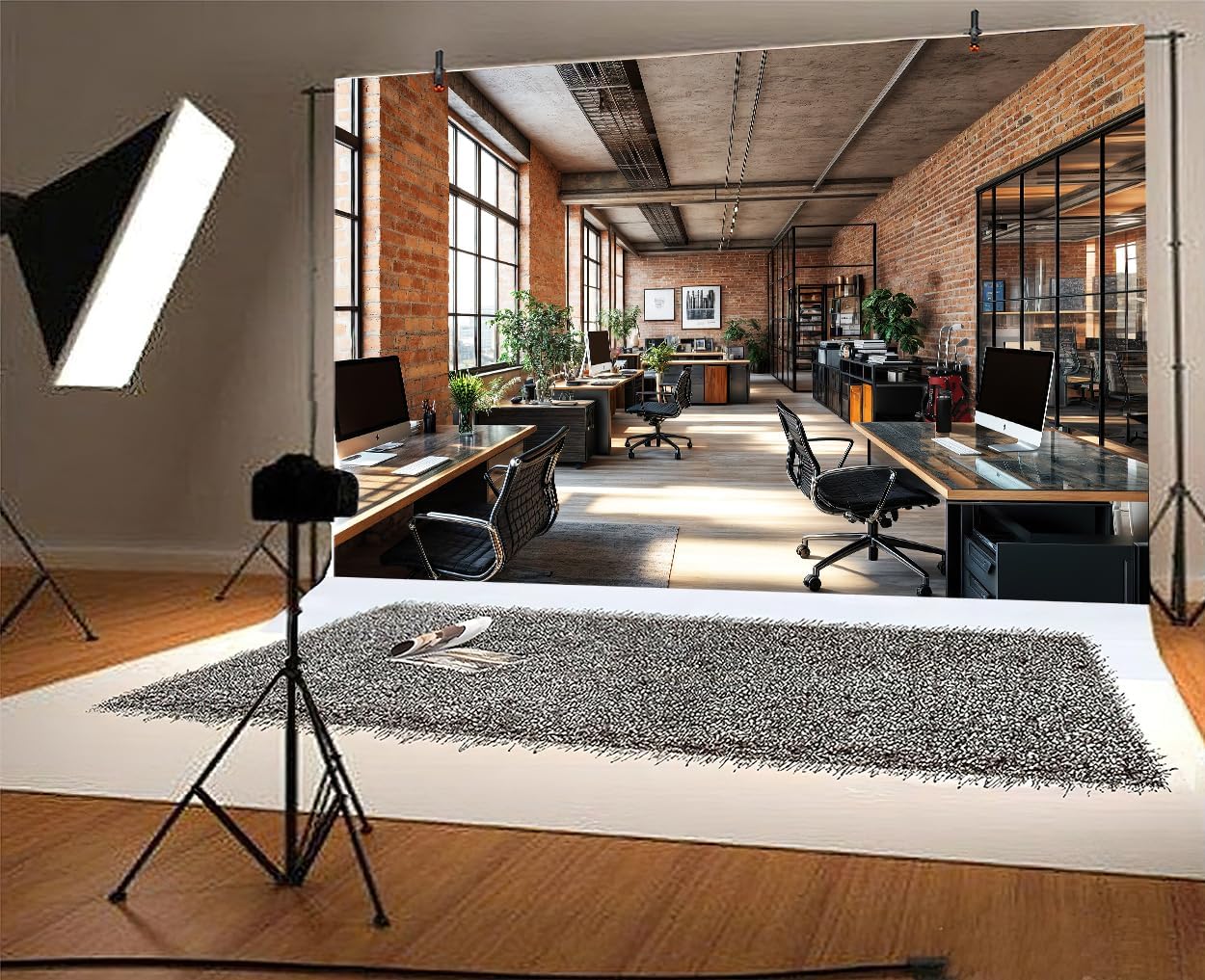 5X4ft Office Video Photo Backdrop Photography Background for Recording Conference, Zoom Home Podcast Backdrops Photo Booth Prop Decorations Wall Decor Tablecloth