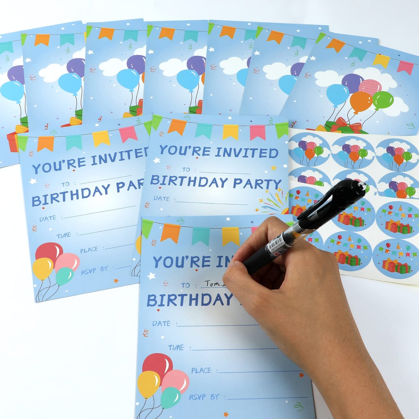 30 Pack Birthday Party Invitations Set Boys Girls Kids Invite Cards with Envelopes Printed Birthday