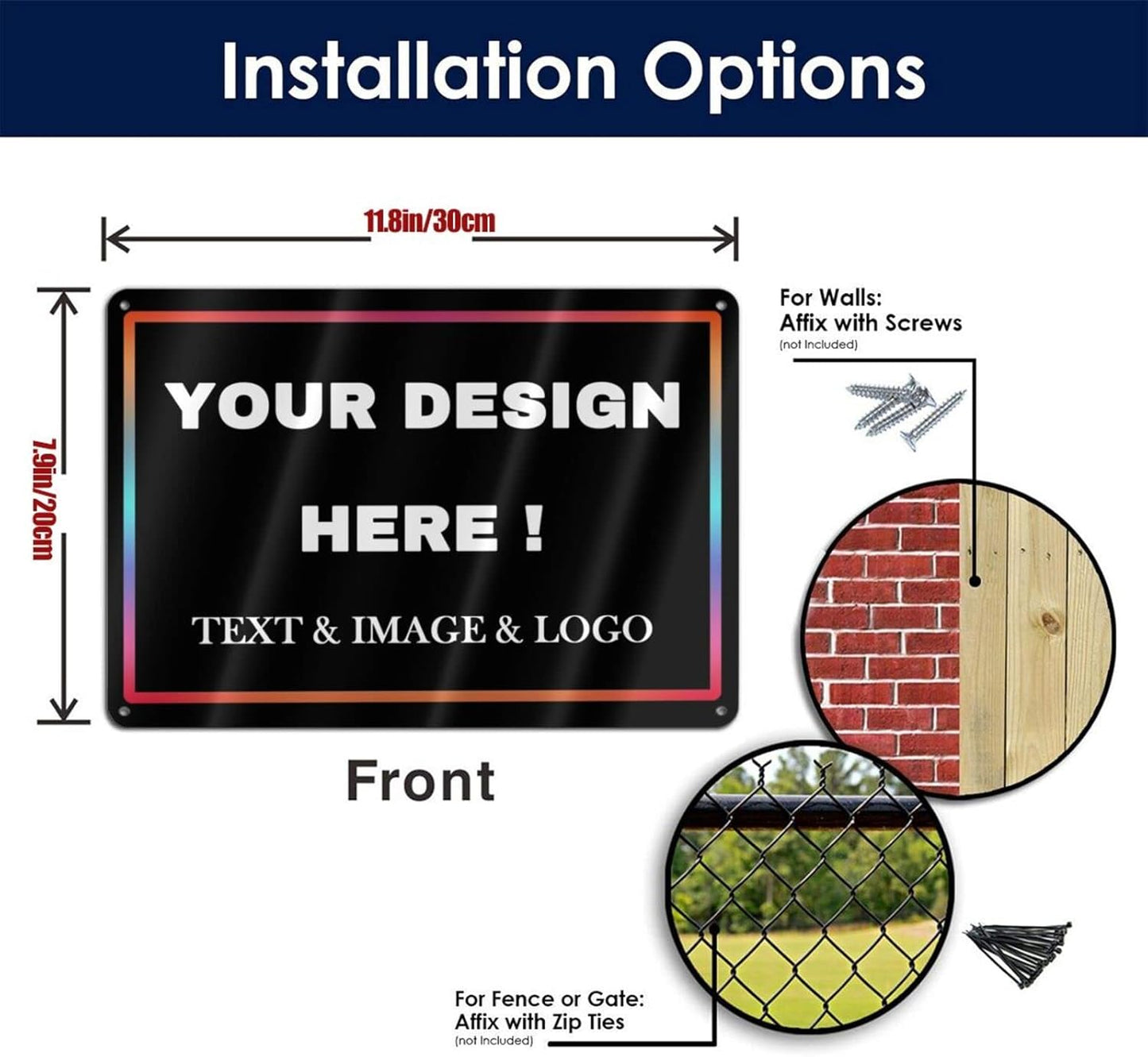 Custom Signs Outdoor Metal Sign - 12 x 8 Customized Personalized Aluminum Signs for Office, Home, Business, Decor, Custom Road Signs, Rust-Proof Sign (Colorful Text Box)