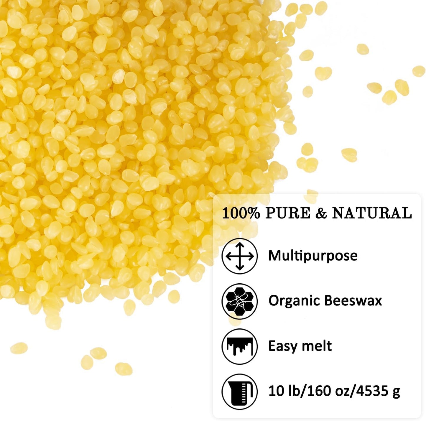 10 LB Yellow Beeswax Pellets - DIY Candle Making Kits, Magical Craft Making, Hand Care DIY Creams, Lip Balms and Soap Making Supplies (160 oz).