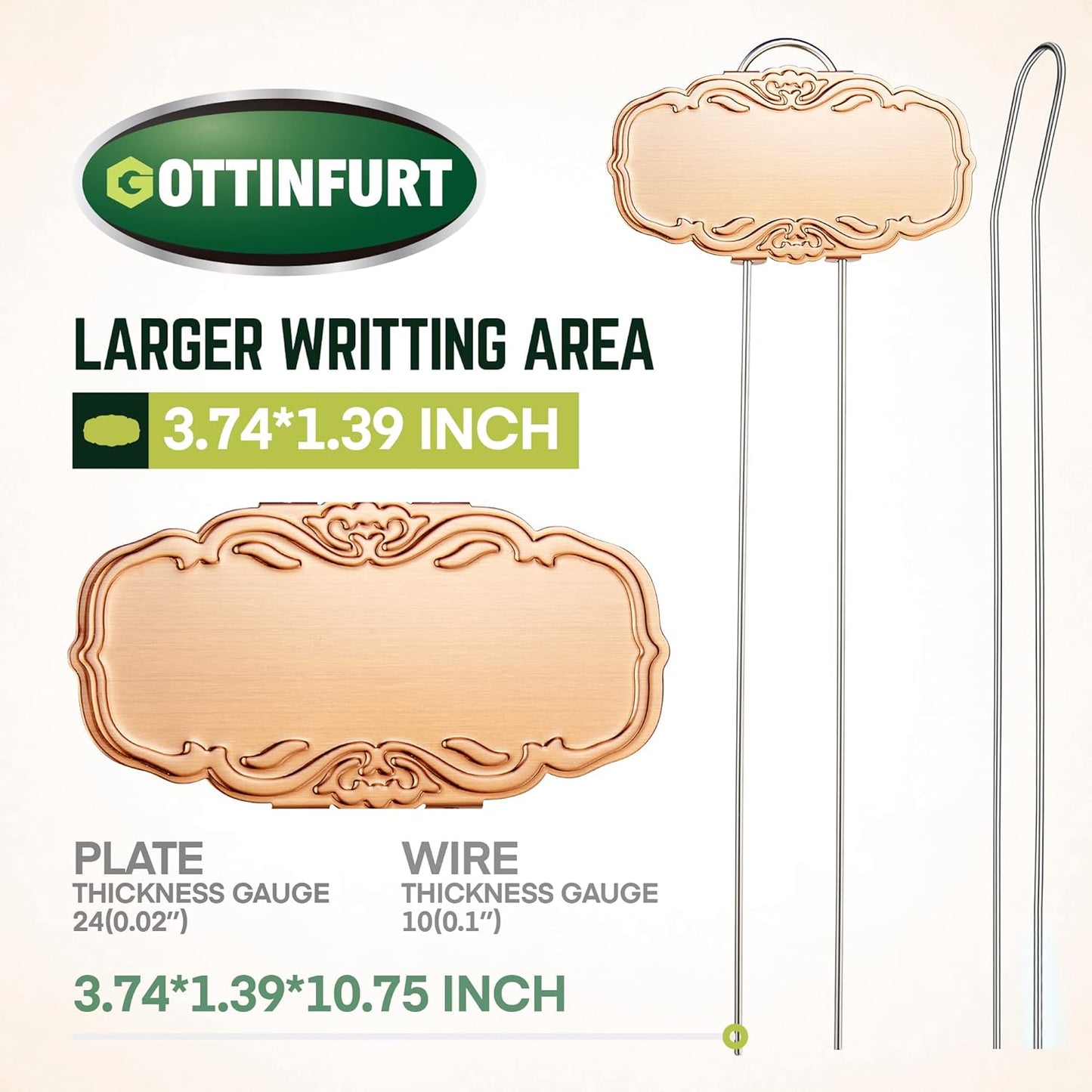 Updated Metal Plant Labels for Garden, 25 Pack Stainless Steel DIY Plant Markers Waterproof for Flowers Pots, Vegetables, Seedlings, Seed (Gold Rose)