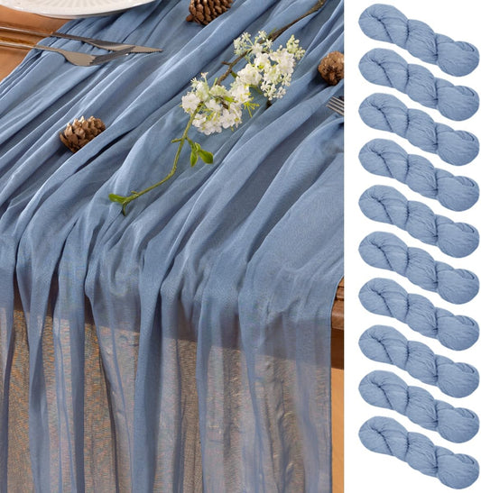 Dusty Blue Table Runner Cheesecloth Table Runner 10 Pack 10FT Farmhouse Table Runners 120 Inches Fall Table Decor Dining Room Centerpiece Wedding Boho Baby Shower Birthday