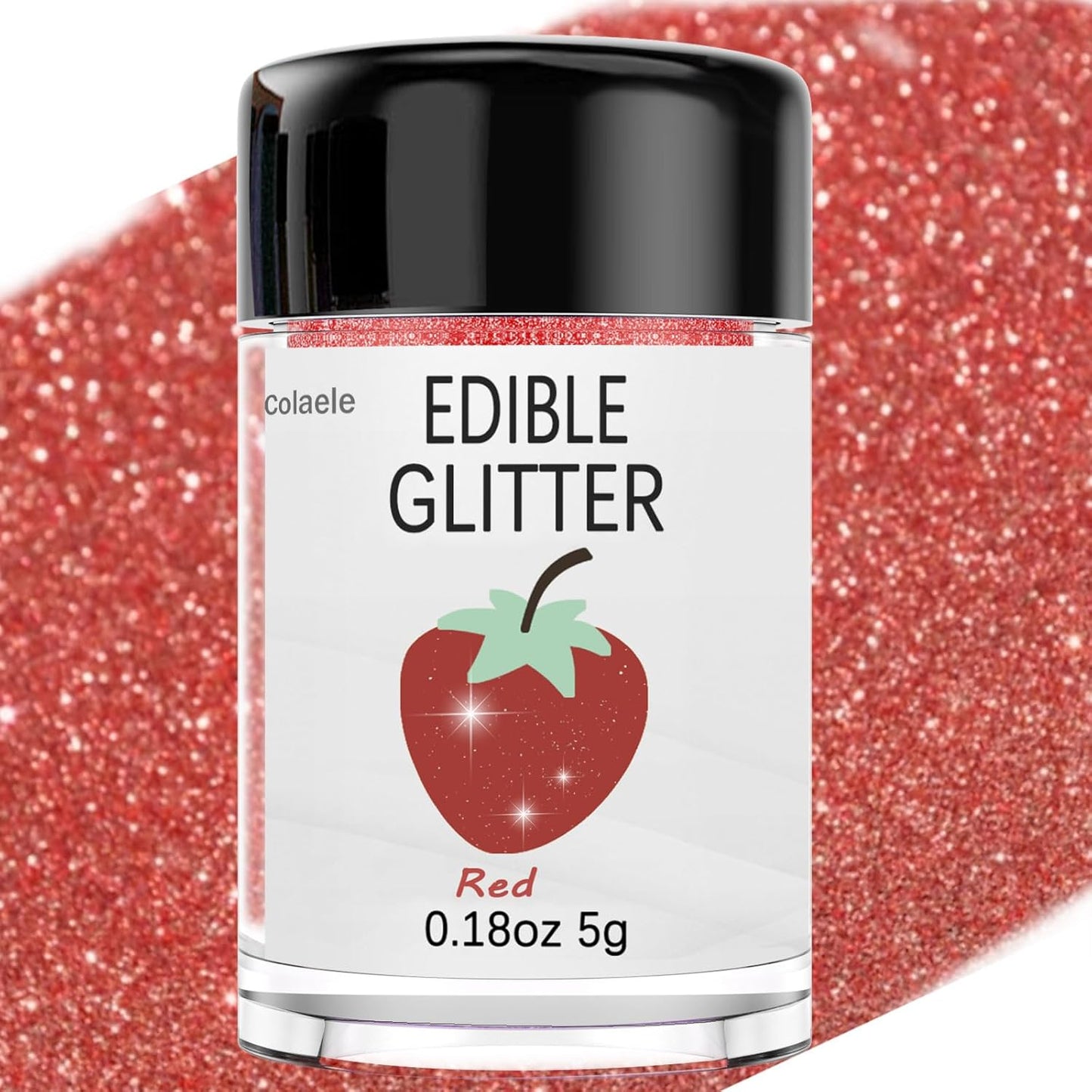 Red Edible Glitter Glimmer Powder for Cakes Drinks - Colaele 5 grams Food Grade Luster Dust Metallic Food Decorating Sprinkle Disco Brew Dust for Cake Decorations Wine Beverage Candy Dessert, Vegan