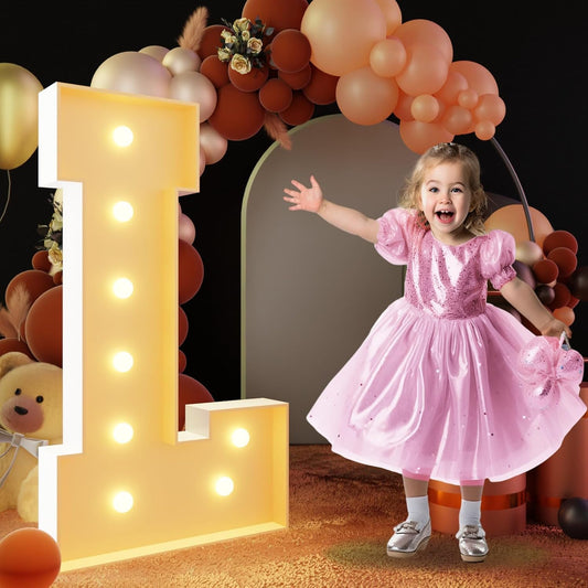 imprsv 3FT Block Marquee Letters Light Up Letters for Birthday Baby Shower Party Backdrop Decor, Large Light Up L for Wedding Decorations Engagement Party Decorations
