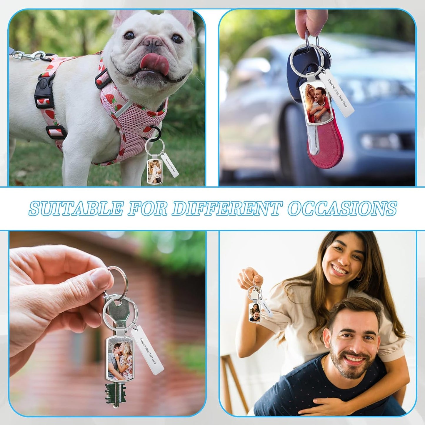 Custom Keychain with Picture Double-sided Personalized Photo Text Keychain, Gift for Anniversary Birthday Christmas