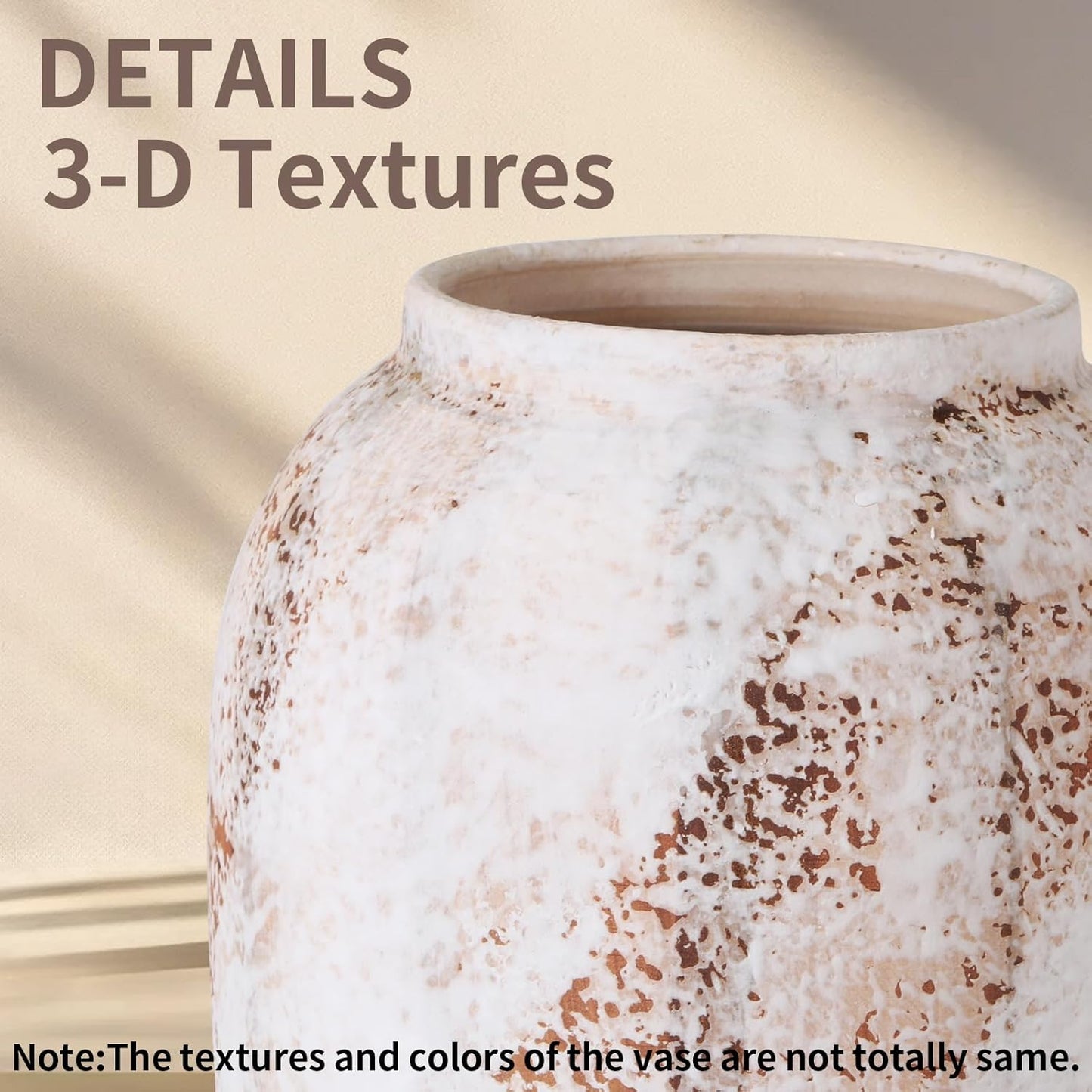 Large Rustic Vase for Flowers,13.8'' White Farmhouse Ceramic Vases for Home Decor, Minimalist Decorative Tall Vase for Living Room, Entryway, Shelf, Premium Pottery Clay Table Centerpiece Decor