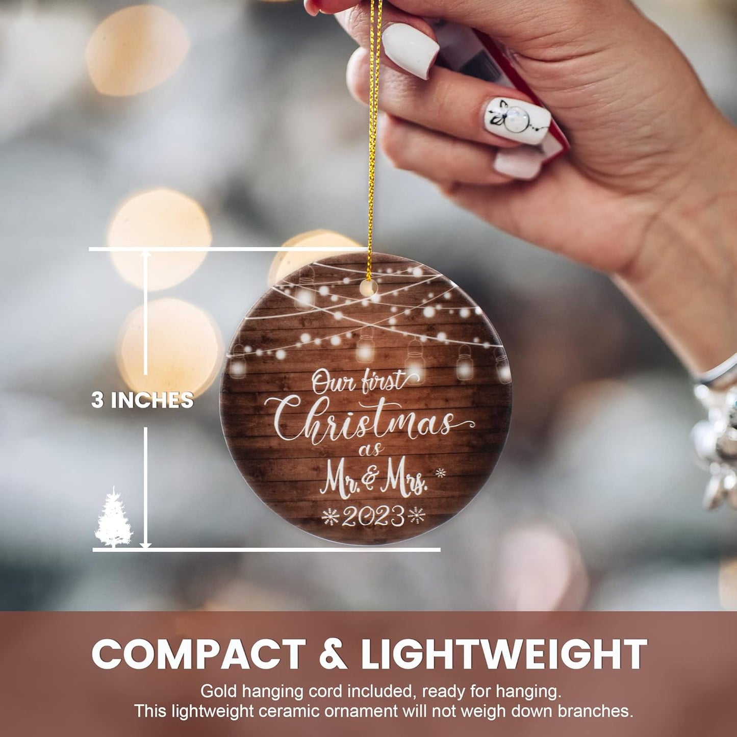 First Christmas Married Ornament 2023 Mr and Mrs Gifts, Wedding Gifts for Couples Unique 2023, Bridal Shower Gift Just Married Ornaments Newlywed Keepsake Gift