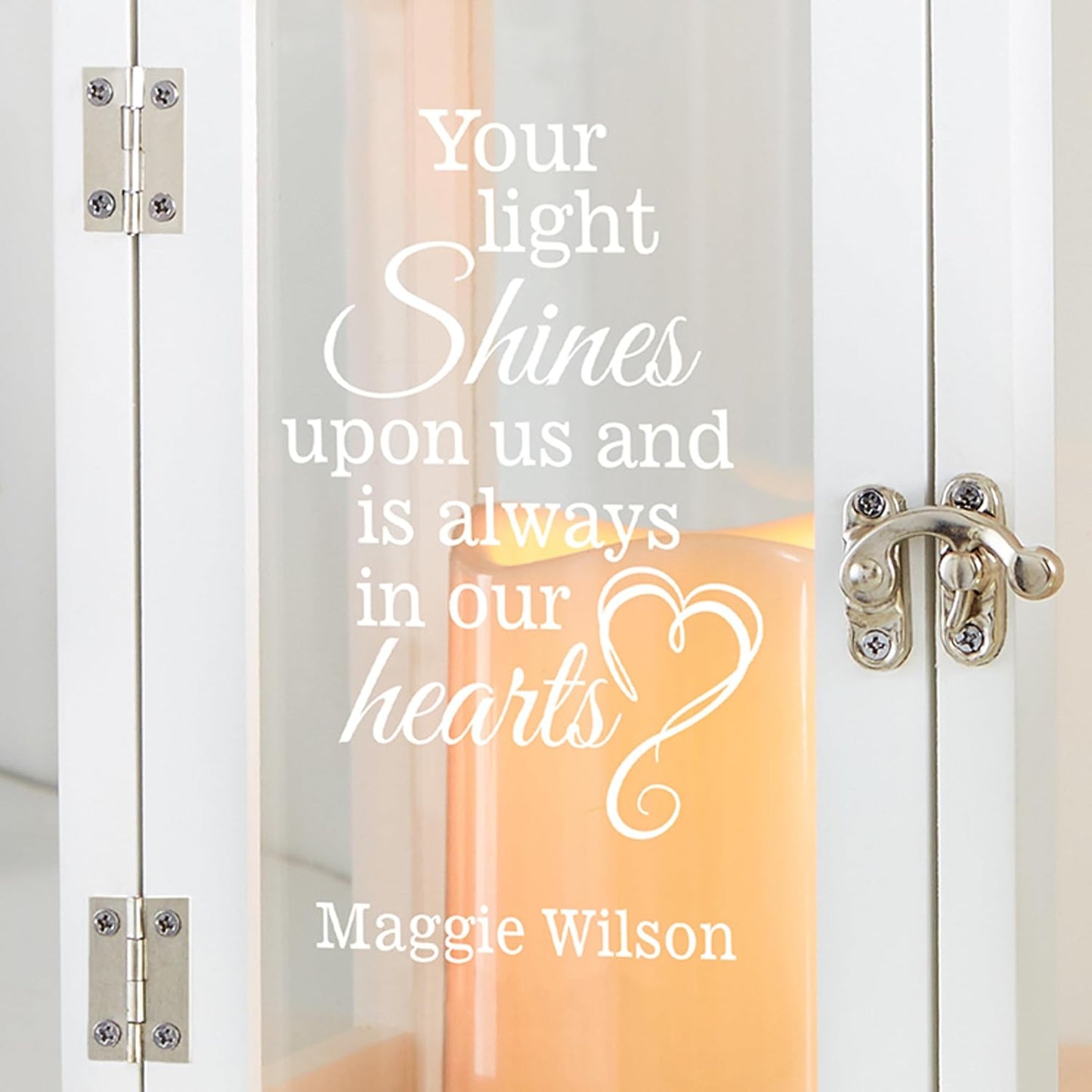 Let's Make Memories Personalized Memorial Lantern - Sympathy - Condolences - LED Candle - Automatic Timer - Wood/Stainless Steel - Copper Finish - Keep The Light On