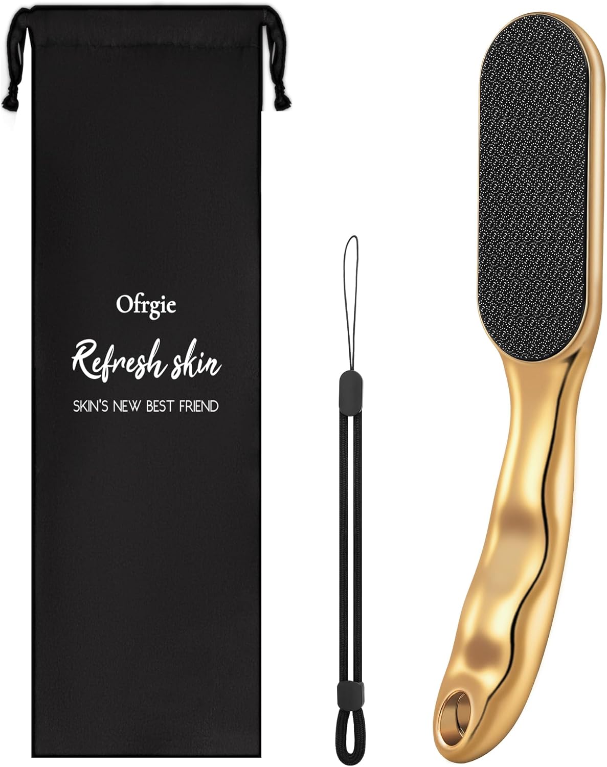 Beyond The Cream Veins Grain Foot File, Nano Glass Foot File, Hard Skin Callus Remover, Professional Pedicure Tool, Anti-Slip Handle Rope & Storage Bag, Ideal Gift for Beauty & Fitness Lovers, Golden