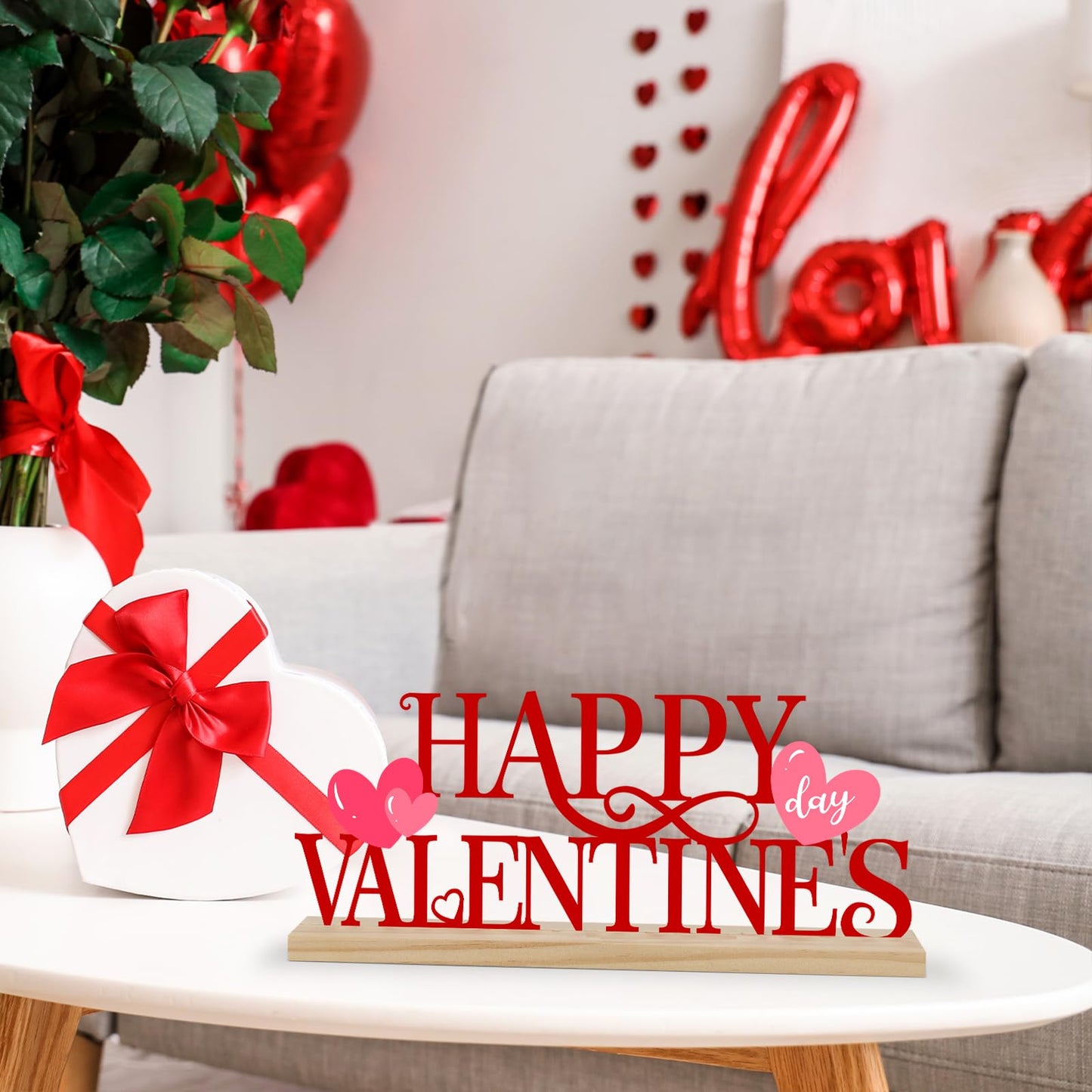 COCHIE Metal Happy Valentine's Day Sign, Valentines Day Decorations for Home, Party, Shelf, Mantel