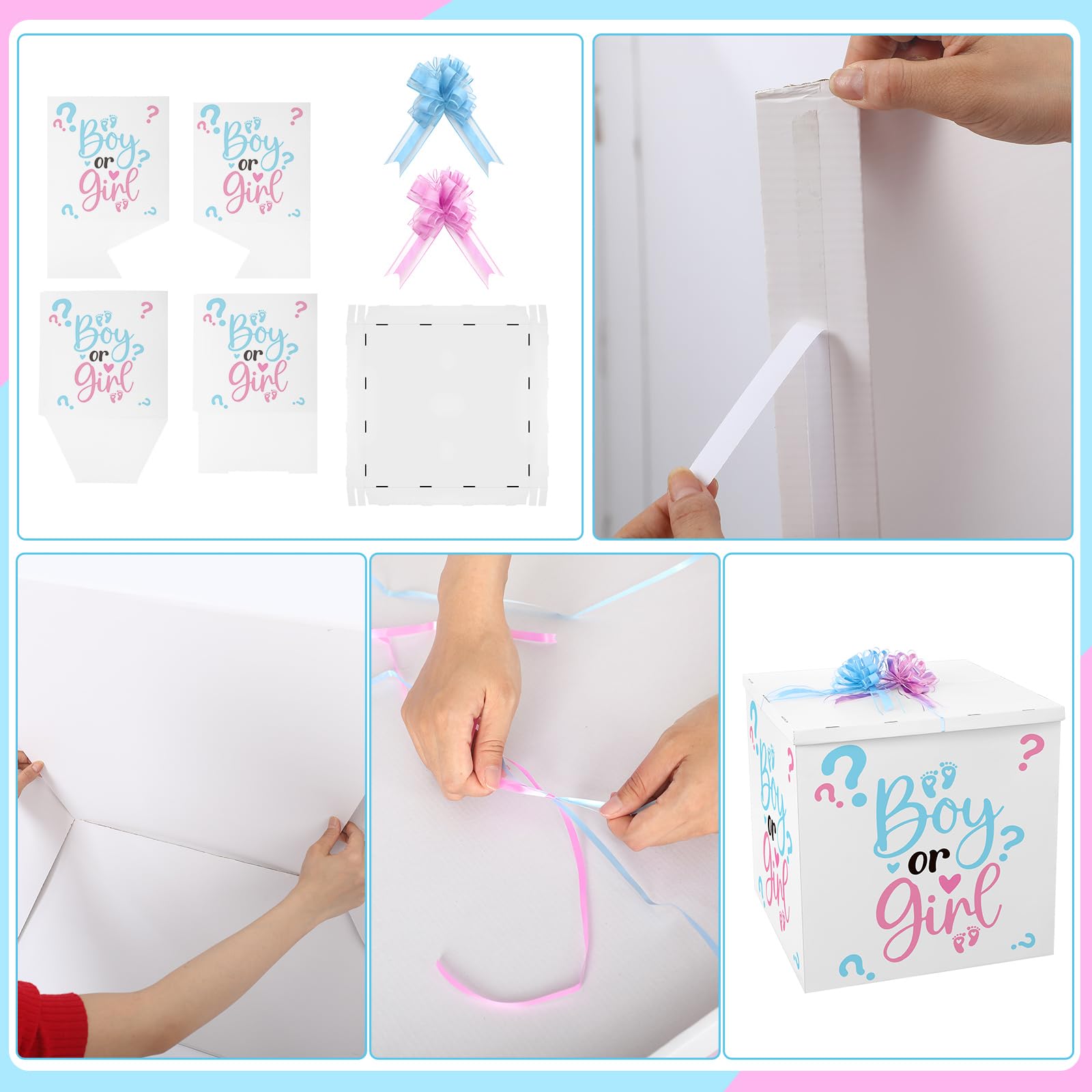 AmazingSpark 28in Giant Gender Reveal Gift Box with Lid Kit Oversized Gender Reveal Balloon Box