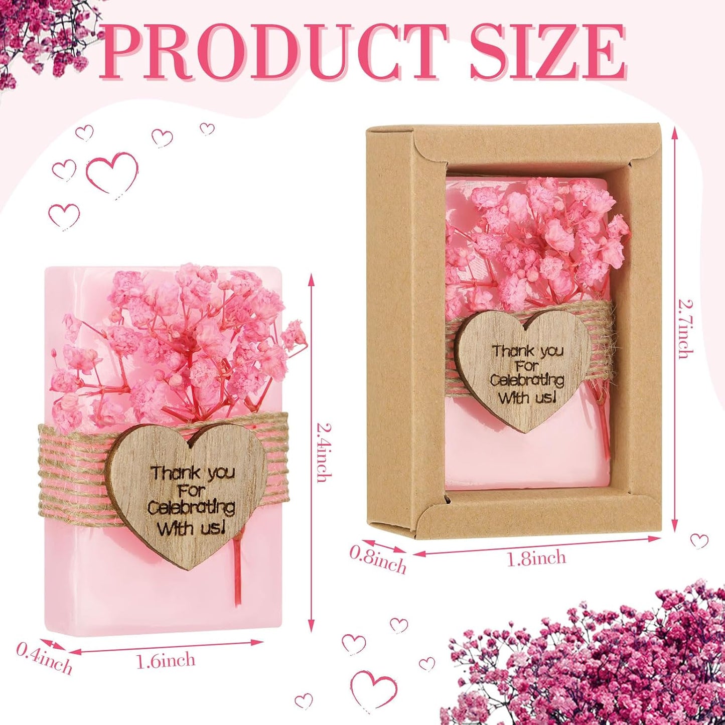 Demissle 30 Pcs Mini Scented Soap Wedding Party Favors Gifts Baby Shower Bridal Shower Handmade Natural Soap Favors for Guests in Bulk for Wedding Souvenirs Engagement Party(Pink)