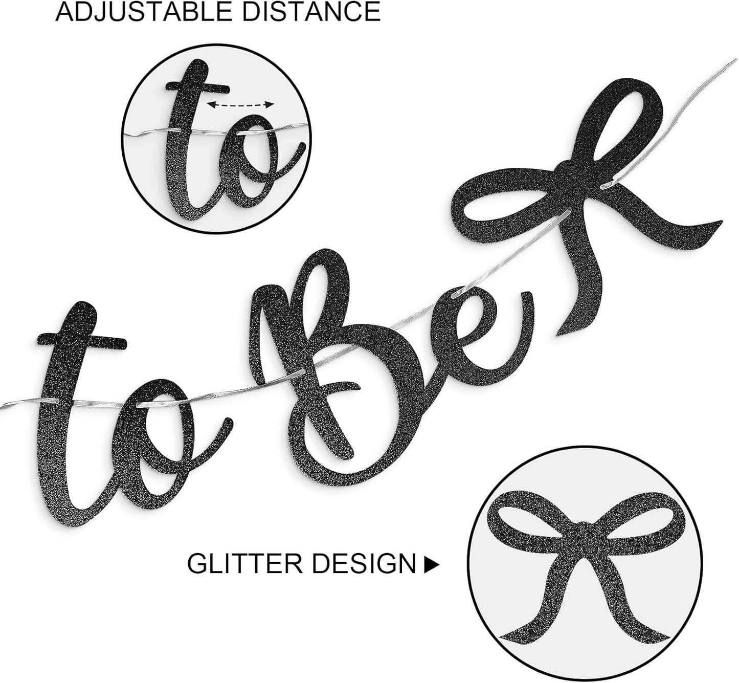 Bride to Be Banner, Black Bride to Be with Bow Glitter Bachelorette Bridal Party Banner BRIDE TO BE Sign for Black Bachelorette Bridal Shower Wedding Engagement Hen Party Decorations