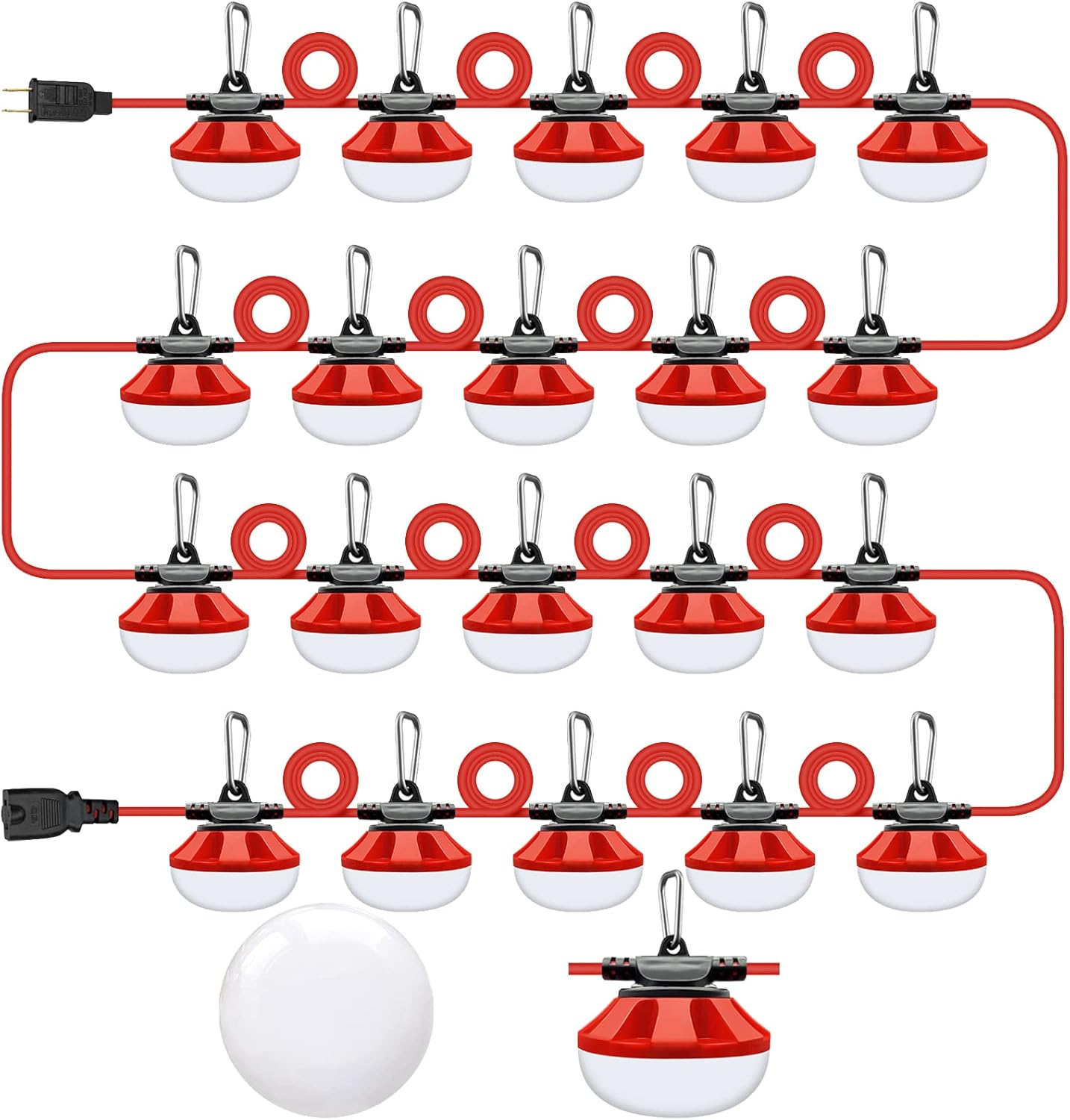200FT LED Construction String Lights Temporary Lighting 20000LM Outdoor Construction Temporary Work Lights Super Bright,20 Medium Base Sockets Linkable Job Site Lighting Led Work Lights