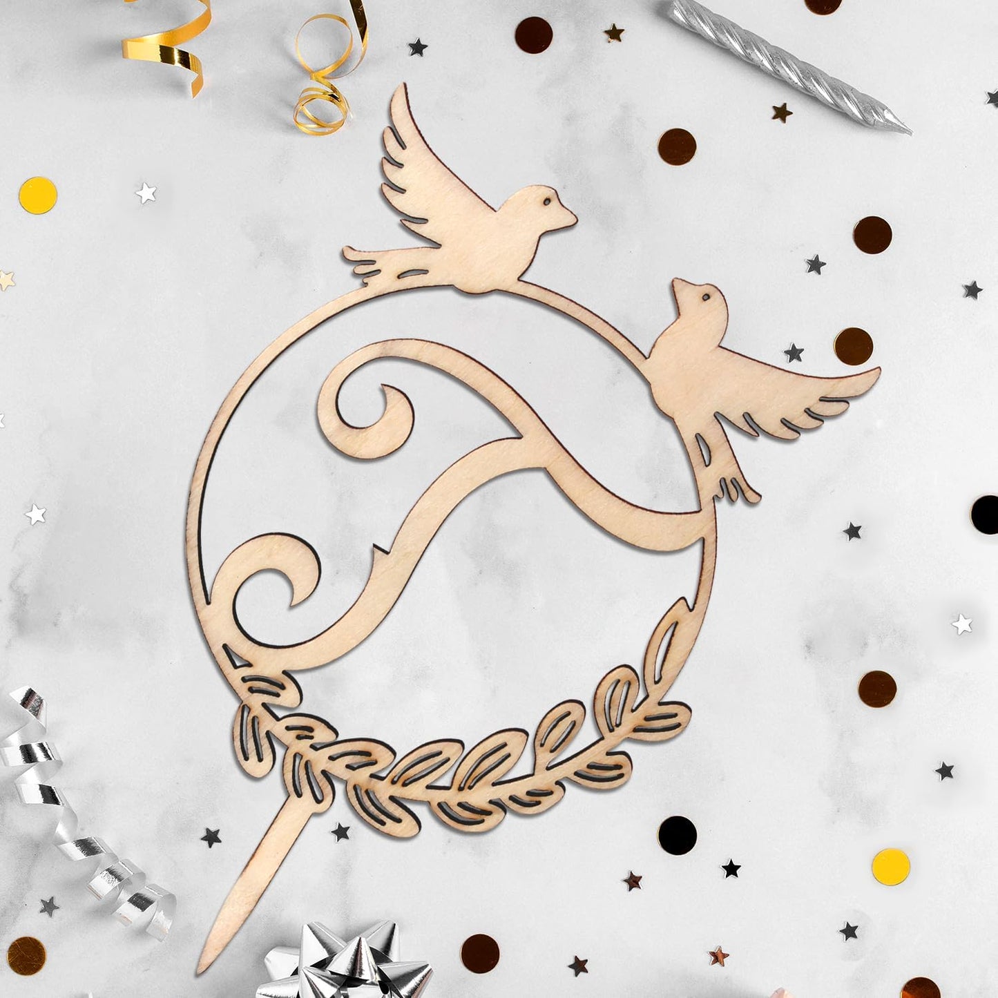 LINGTEER Personalized Inital Letter T Wood Cake Topper Perfect for Birthday Rustic Wedding Anniversary Party Keepsake Decoration