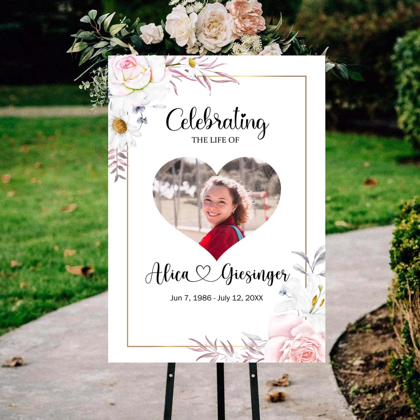 Funeral Heart Collage, Celebration of Life, Funeral Welcome Sign, Large Memorial Poster, Funeral decoration, In Loving Memory Sign, Obituary Memorial Service, Funeral program