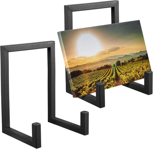 Sweetude 2 Pcs Large Plate Stands for Display Metal Frame Plate Holder Display Stand Decorative Table Top Easels for Picture, Book, Platter, Photo Easel(Black,10 Inch)