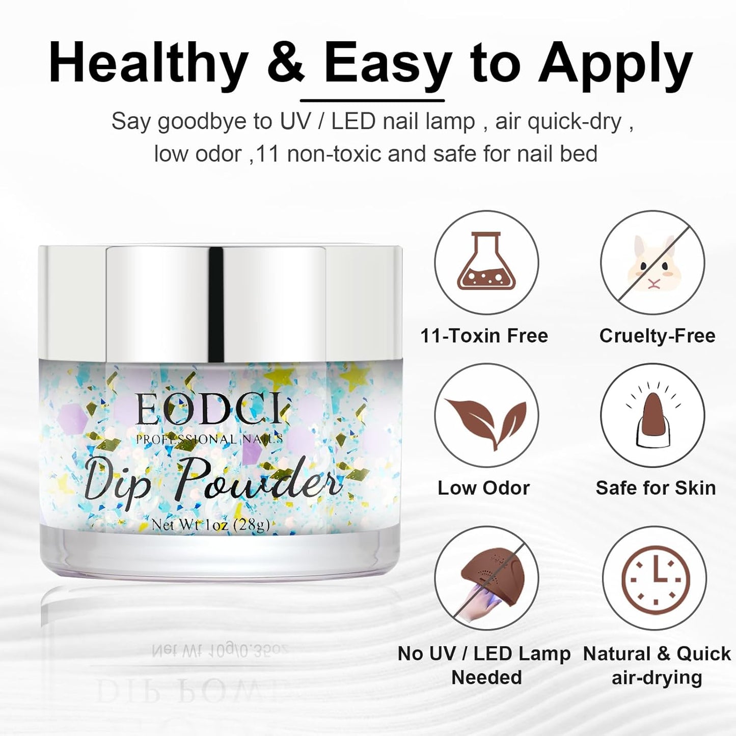 Dip Nail Powder, Moon Star Glitter Color Dip Powder Nail Art Starter Manicure DIY - No Needed Nail Lamp Curing - Long lasting Odor-Free Nail color for Professionals & At-Home - 1 oz