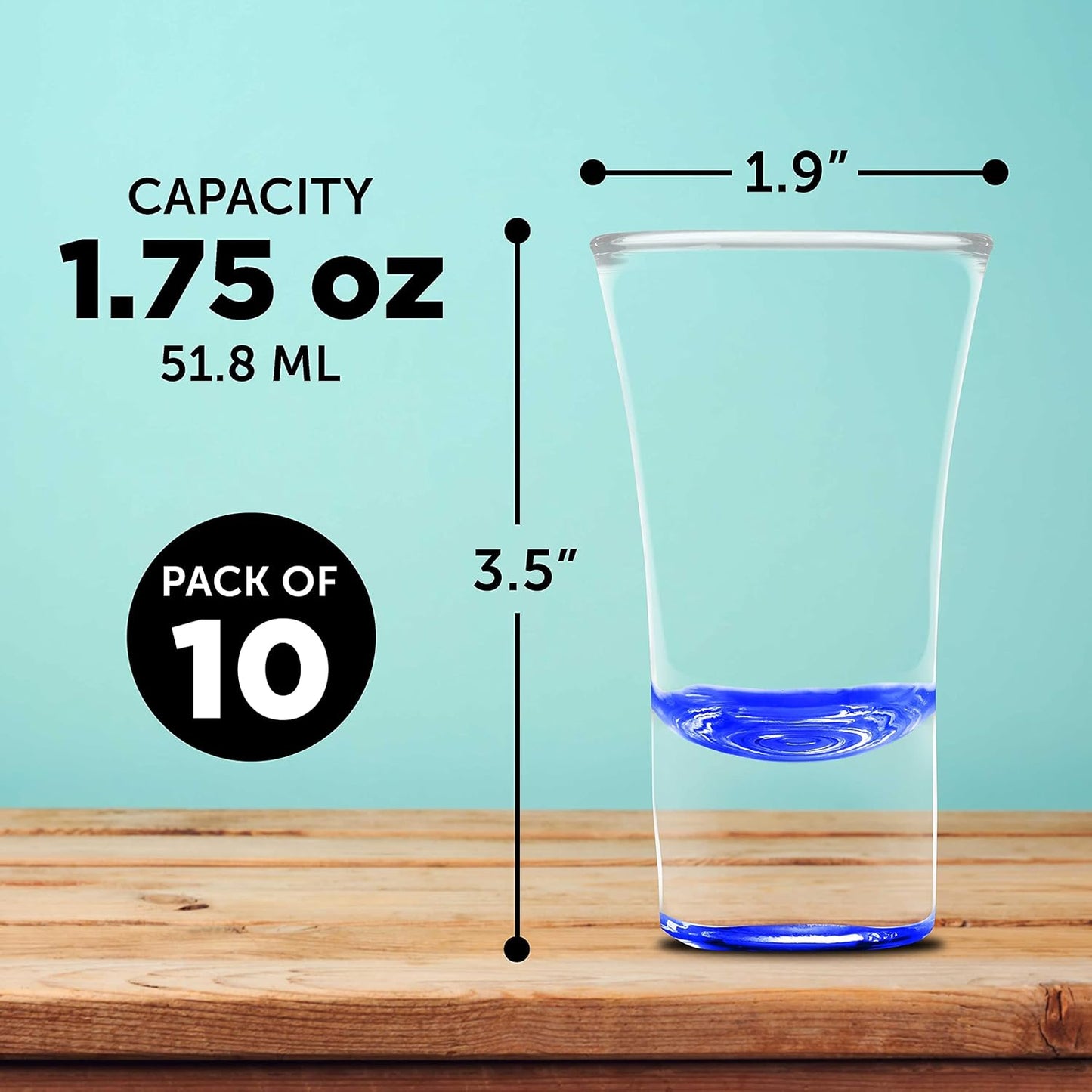 DISCOUNT PROMOS 2 oz. Lord Shooter Etched Shot Glasses, 10 pack, 21st Birthday Party, Lounge Glassware, Blue