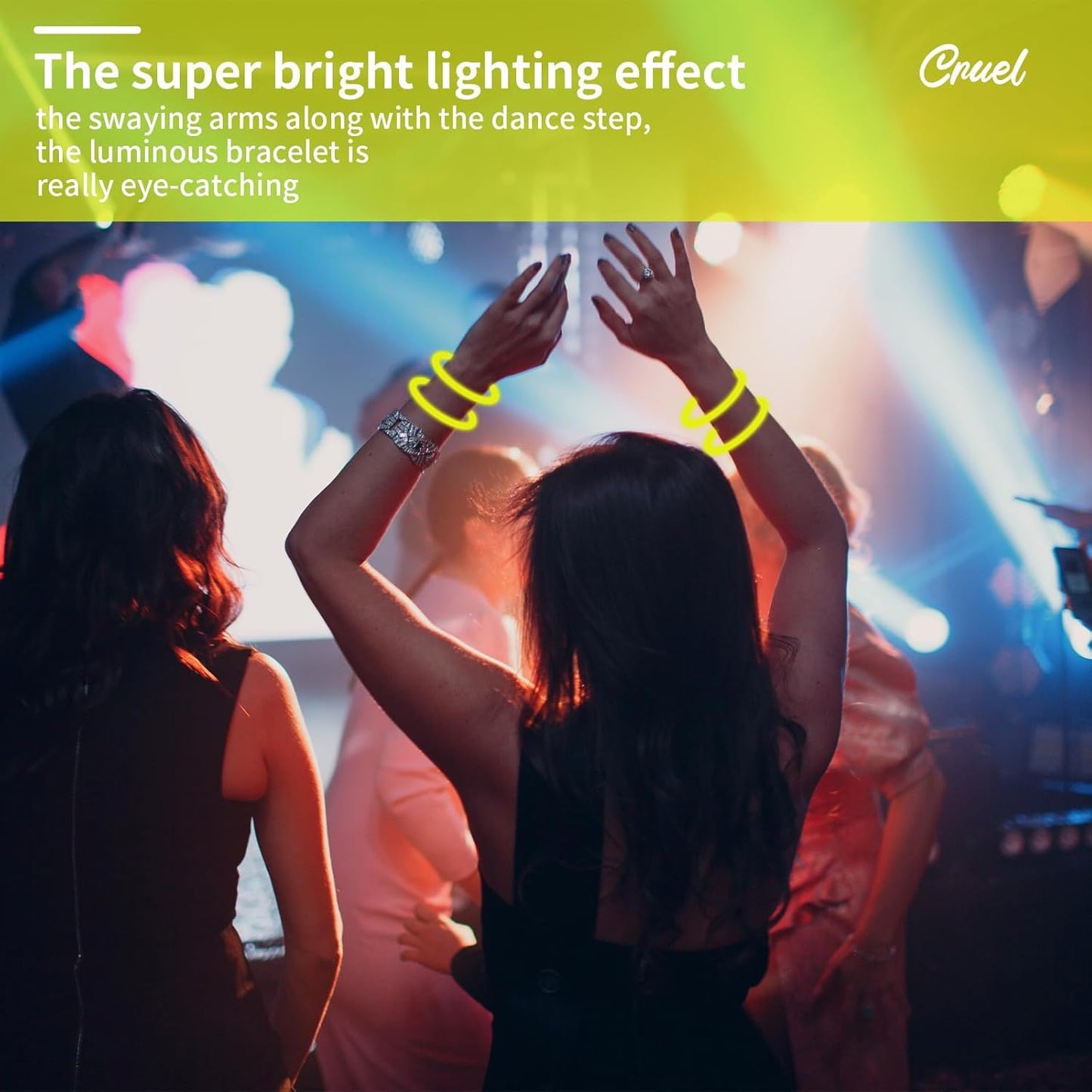 100 Pack 8” Yellow Glow Sticks Bulk with 100 Connectors Neon Glow In The Dark Party favors Supplies for Holiday Birthday Party Decoration (Yellow)