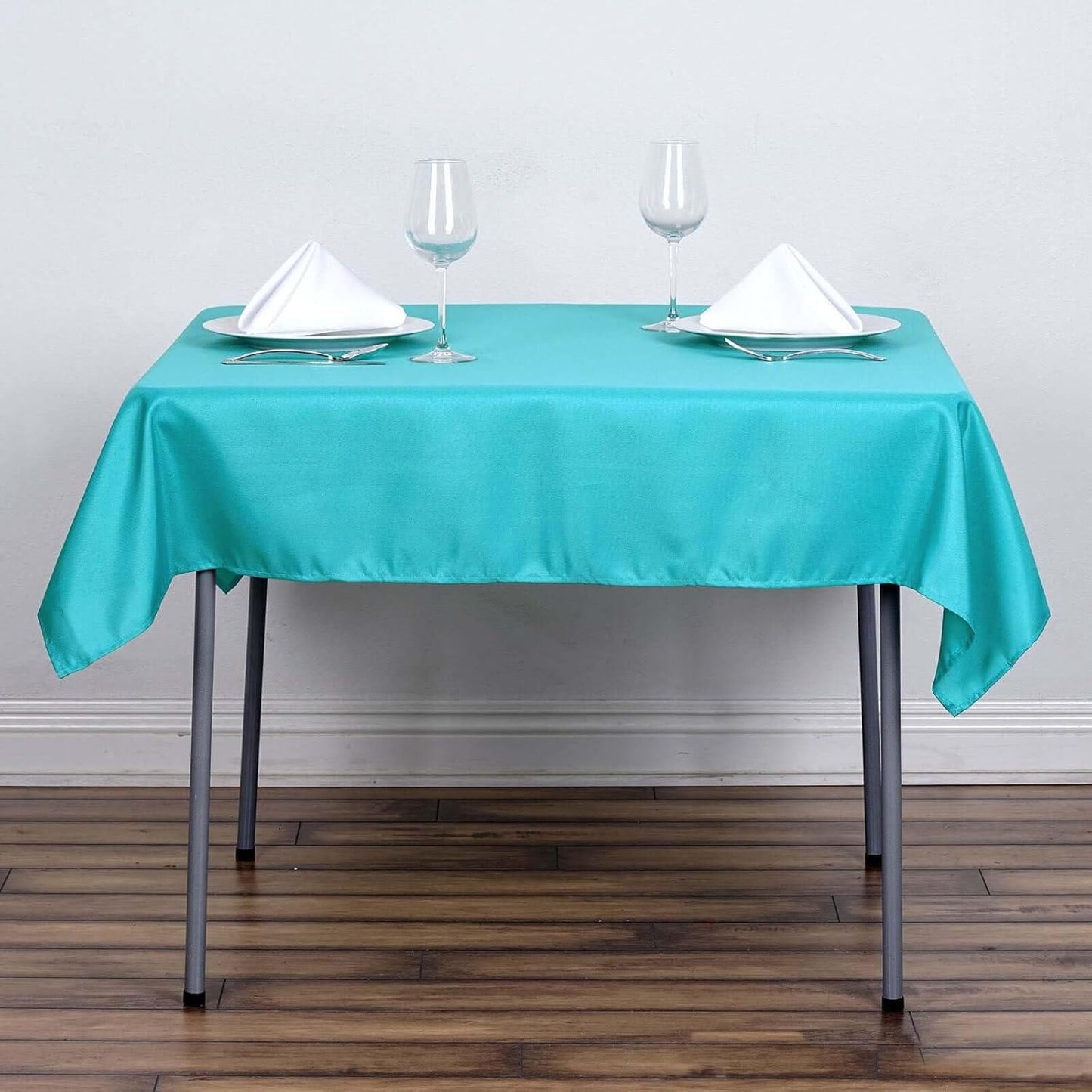 Efavormart 54x54 Turquoise Wholesale Linens Seamless Polyester Square Linen Tablecloth for Wedding Banquet Party Restaurant