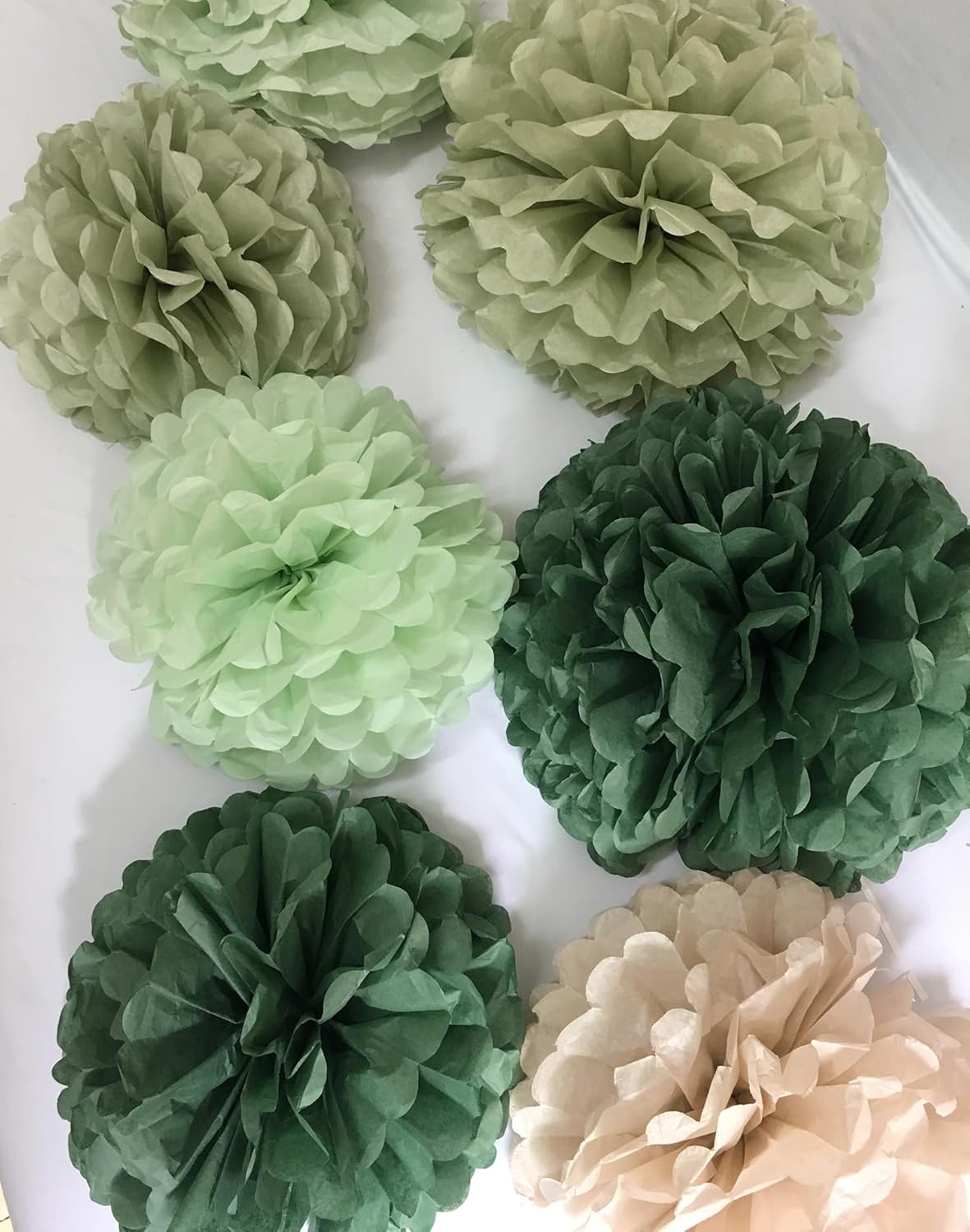 Sage Green Tissue Paper Flower Pom Poms Kit 12pieces for Wedding Bridal Shower Engagement Bachelorette Birthday Party Decorations (Boho Sage Green)
