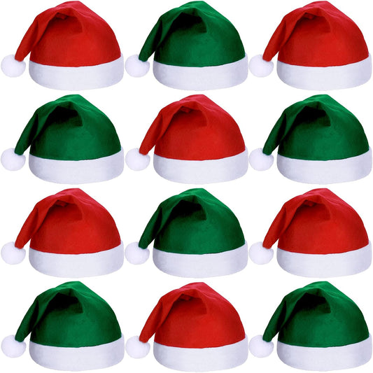 SATINIOR 12 Pieces Santa Hats Christmas Non Woven Fabric Hat for Holidays Xmas Party Supplies