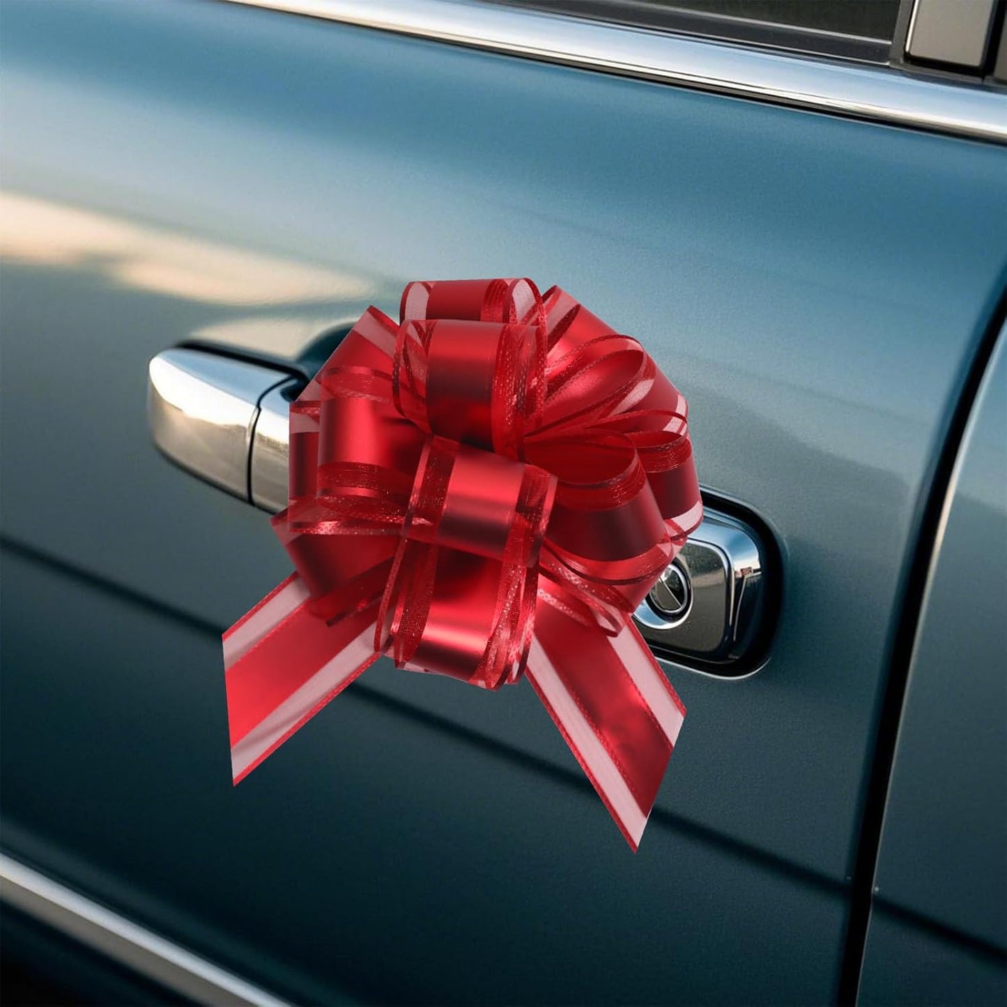 12 PCS 6 Inch Organza Red Pull Bows - Perfect for Gift Wrapping, Wedding Decor, Car Bows, Birthday Parties, Christmas and Valentine's Day