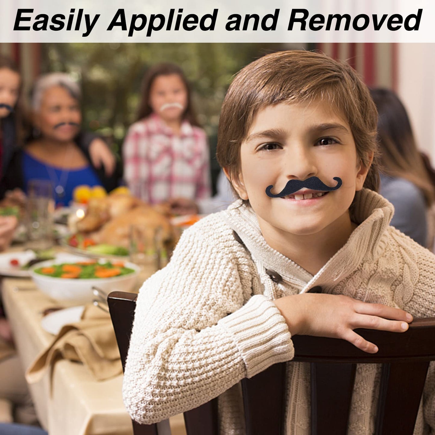 KICNIC 60 Pcs Fake Mustaches Self Adhesive, 20 Designs for Costume Party