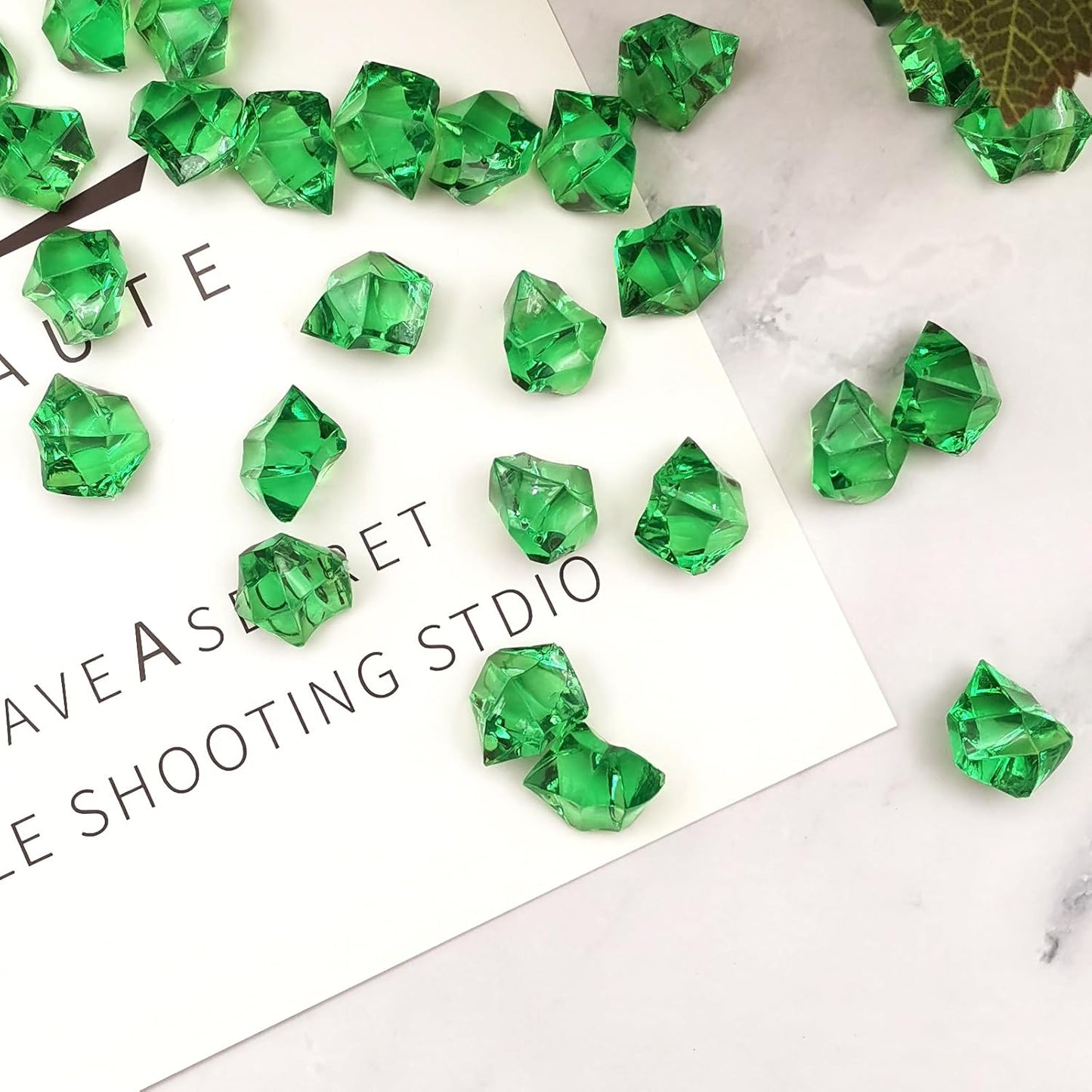 Green Vase Fillers for Home Decor, Vase Decor Filler, 150 pcs Reusable Fake ice Cubes for Photography Accessories Props Decoration for Wedding, St Patricks Day Vase Filler