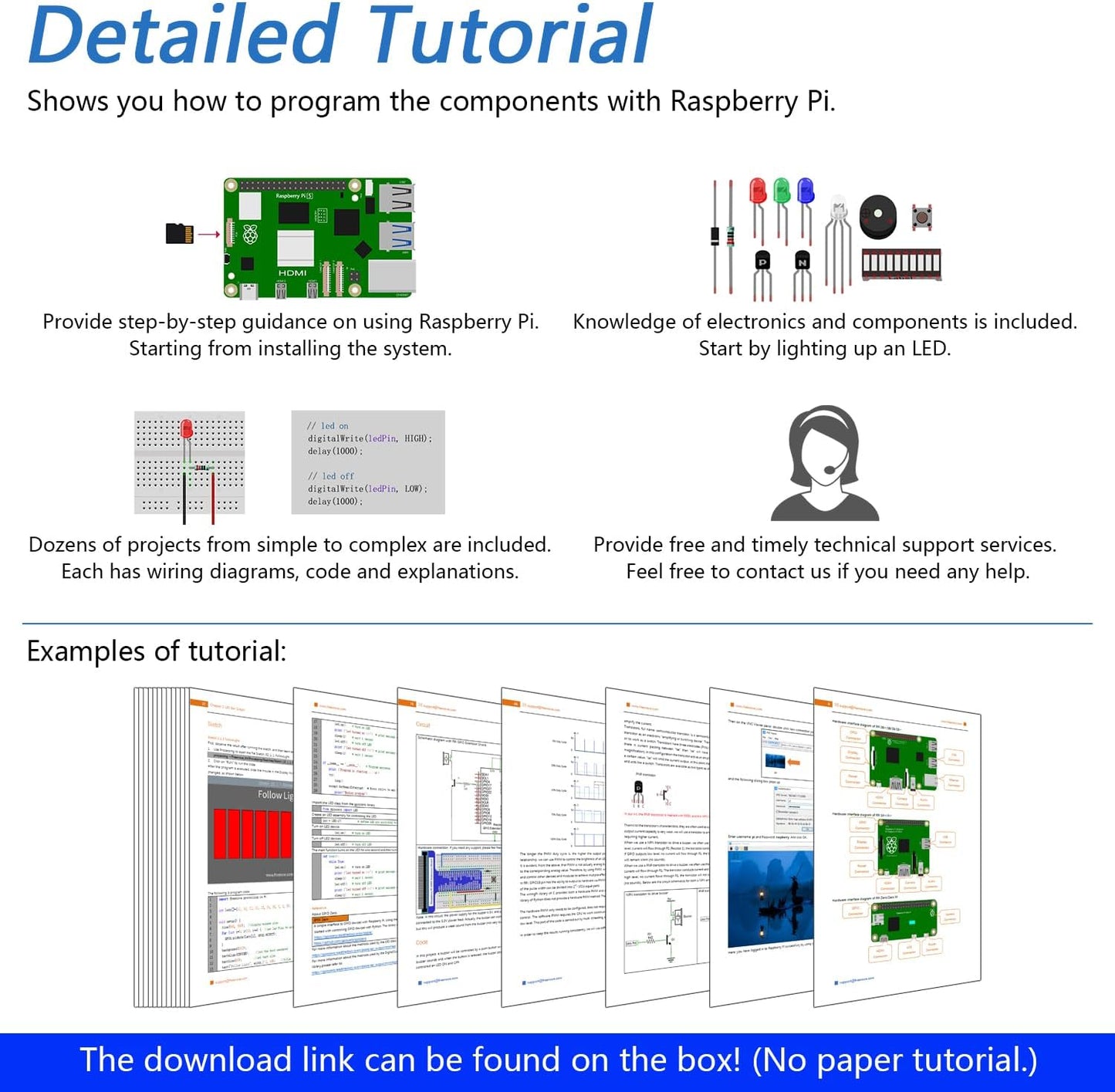 Freenove Ultimate Starter Kit for Raspberry Pi 5 4 B 3 B+ 400 Zero 2 W, 962-Page Detailed Tutorial, Python C Java Scratch Processing Code, 223 Items, 128 Projects (Raspberry Pi NOT Included)
