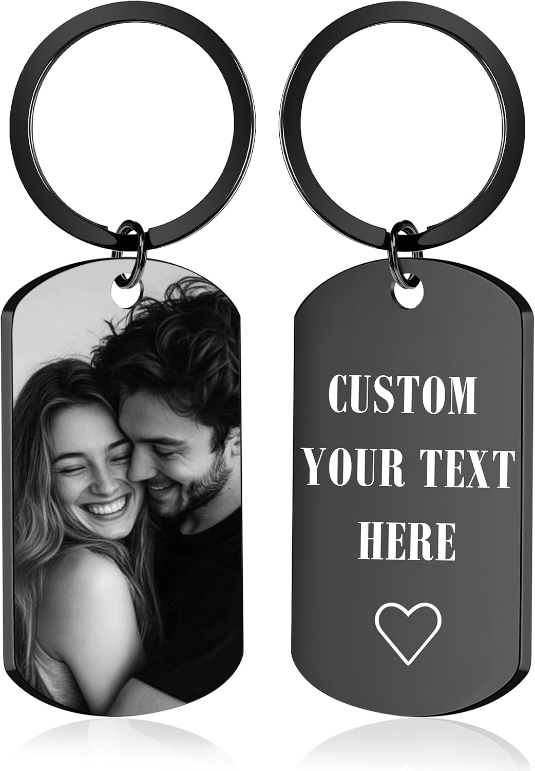 Custom Keychain with Picture - Personalized Keychains with Photo Text Customized Engraved Gifts for Dad