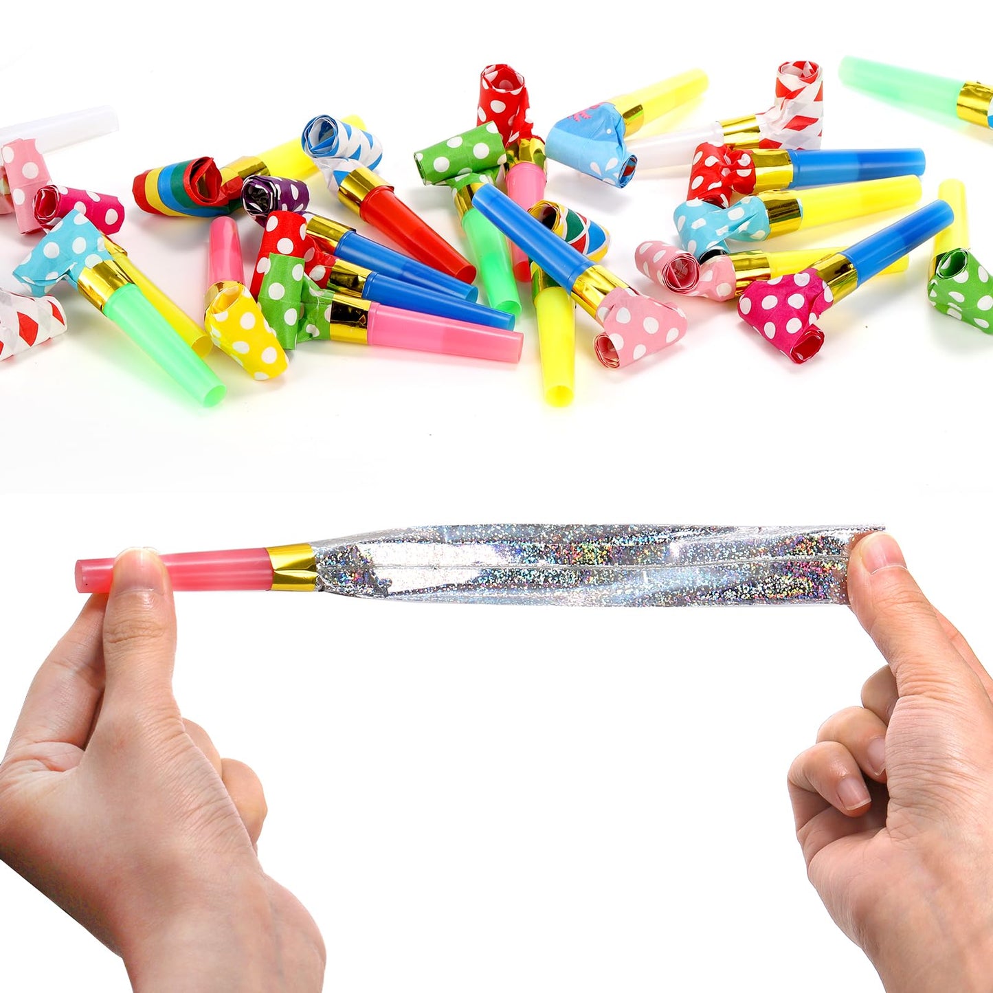 Hedume 200 Pieces Party Blower, Noisemakers Blowouts Whistles, Colorful Birthday Noisemakers, Party